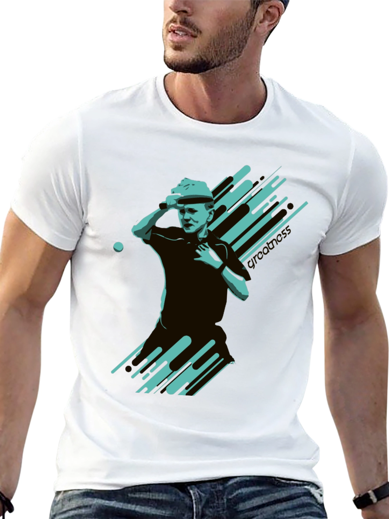 Stylish Black T-Shirt with Tennis Player Graphic