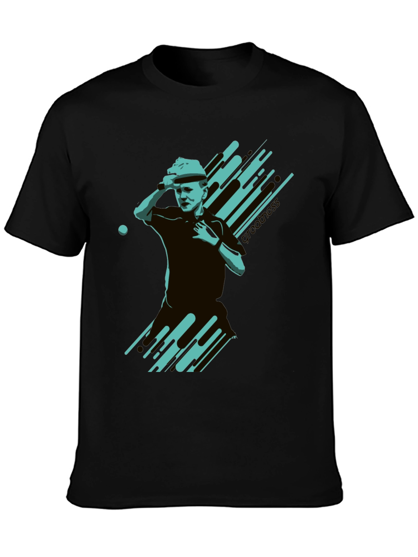 Stylish Black T-Shirt with Tennis Player Graphic