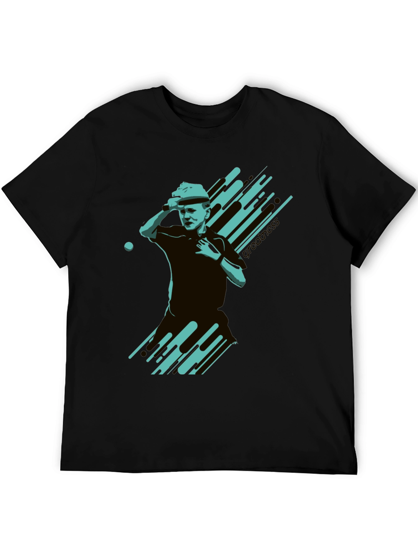 Stylish Black T-Shirt with Tennis Player Graphic