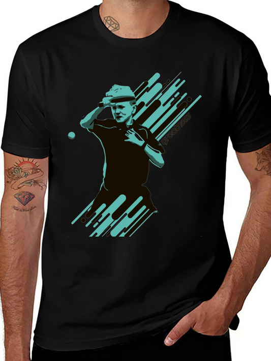 Stylish Black T-Shirt with Tennis Player Graphic