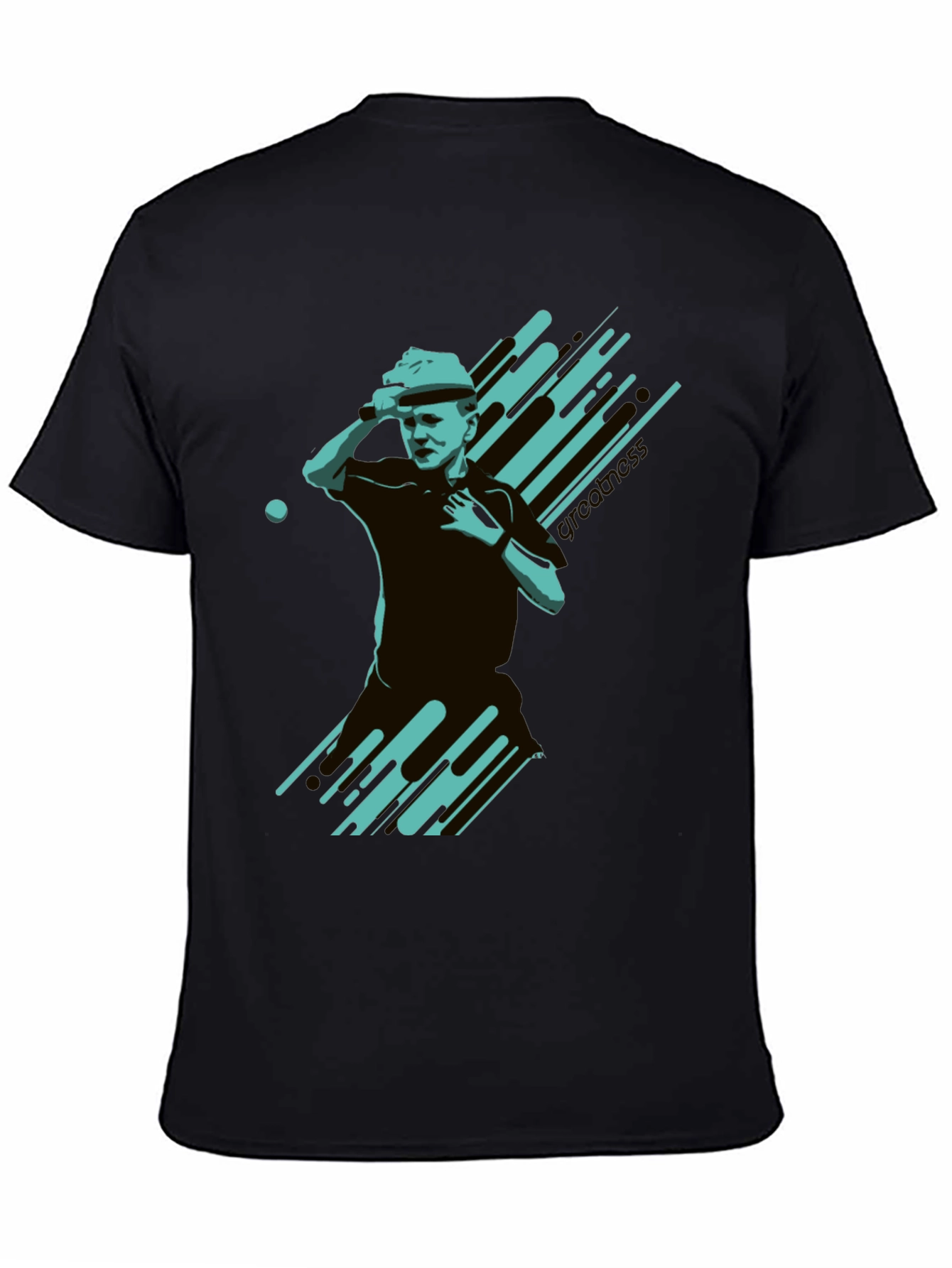 Stylish Black T-Shirt with Tennis Player Graphic