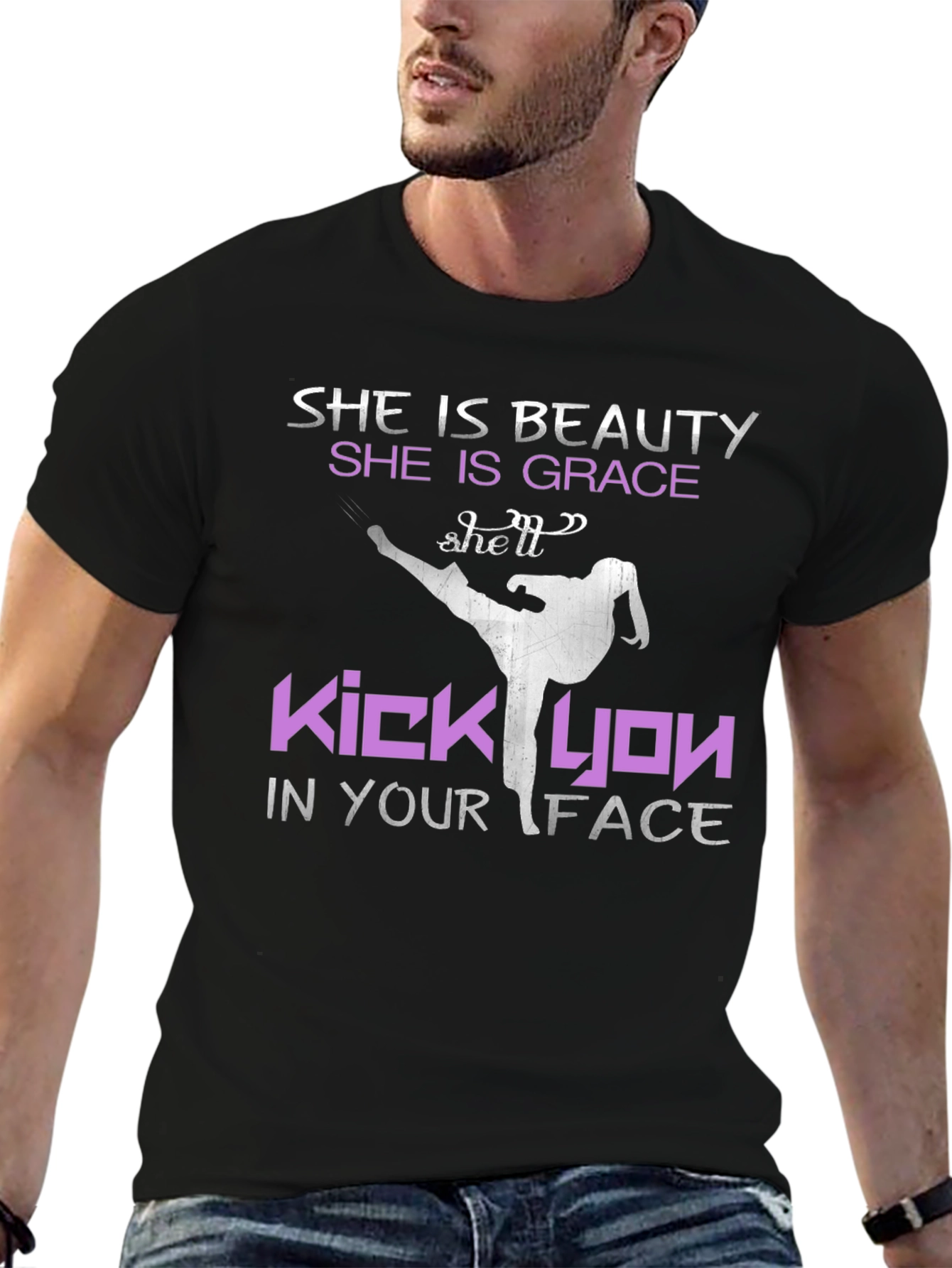 She is Beauty Martial Arts Kick T-Shirt