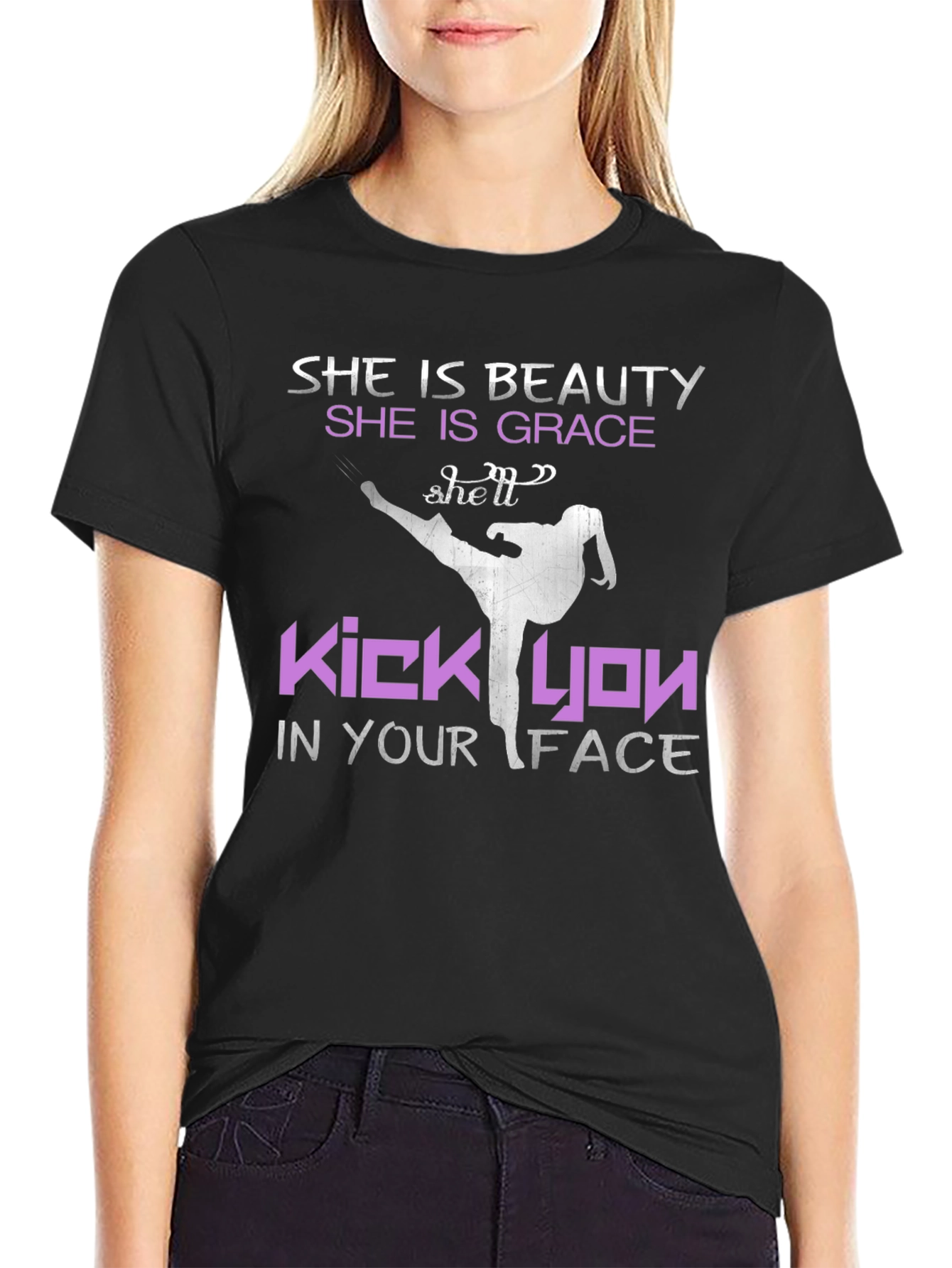 She is Beauty Martial Arts Kick T-Shirt