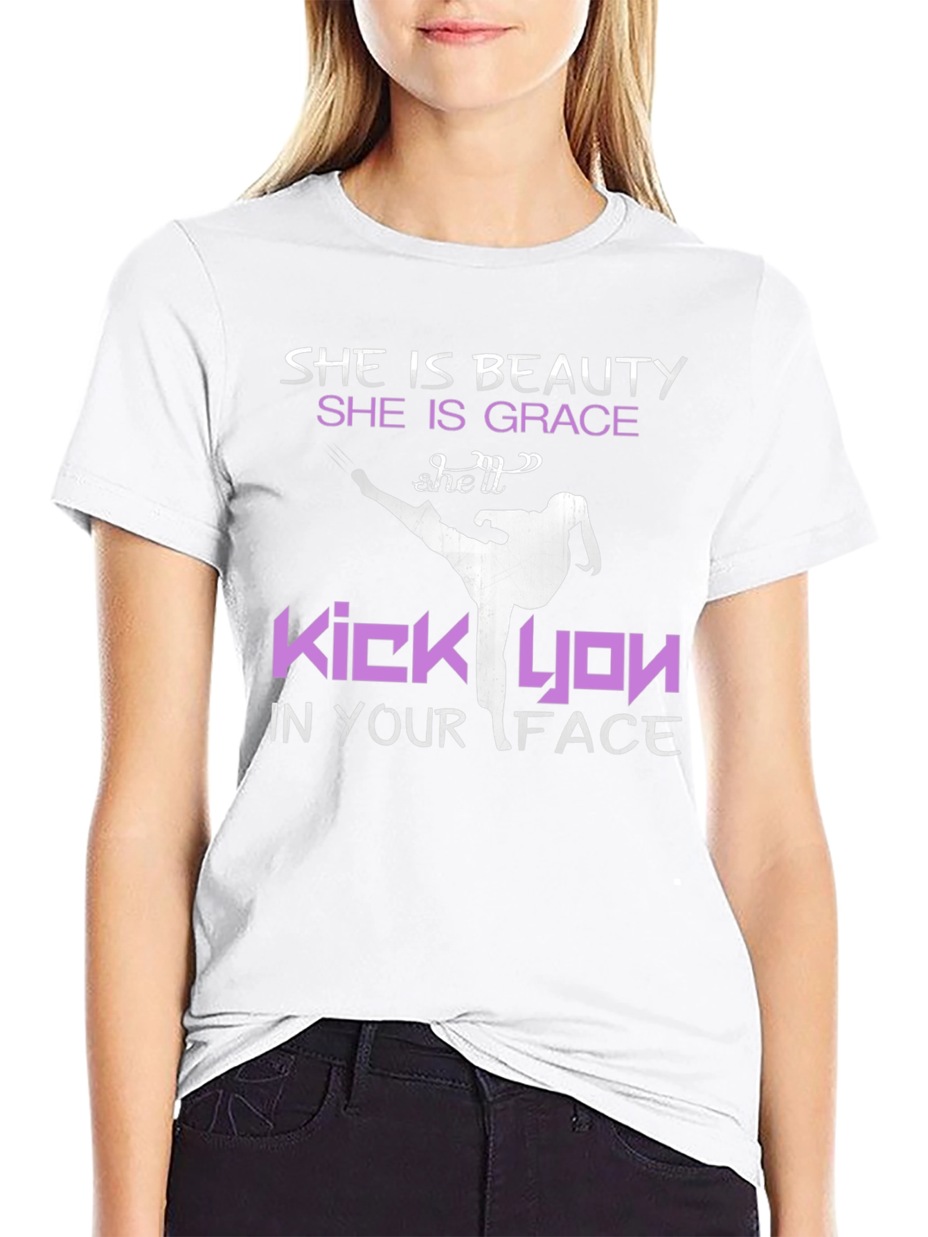 She is Beauty Martial Arts Kick T-Shirt