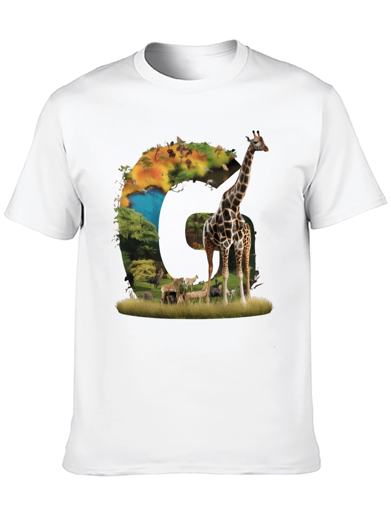Safari Animal Graphic Print Black T-Shirt