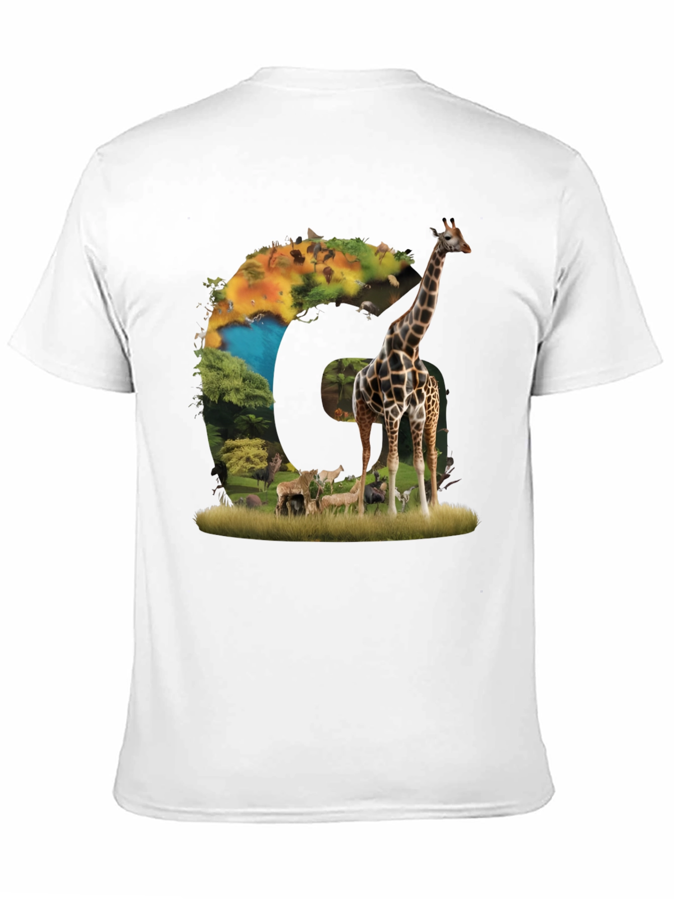 Safari Animal Graphic Print Black T-Shirt
