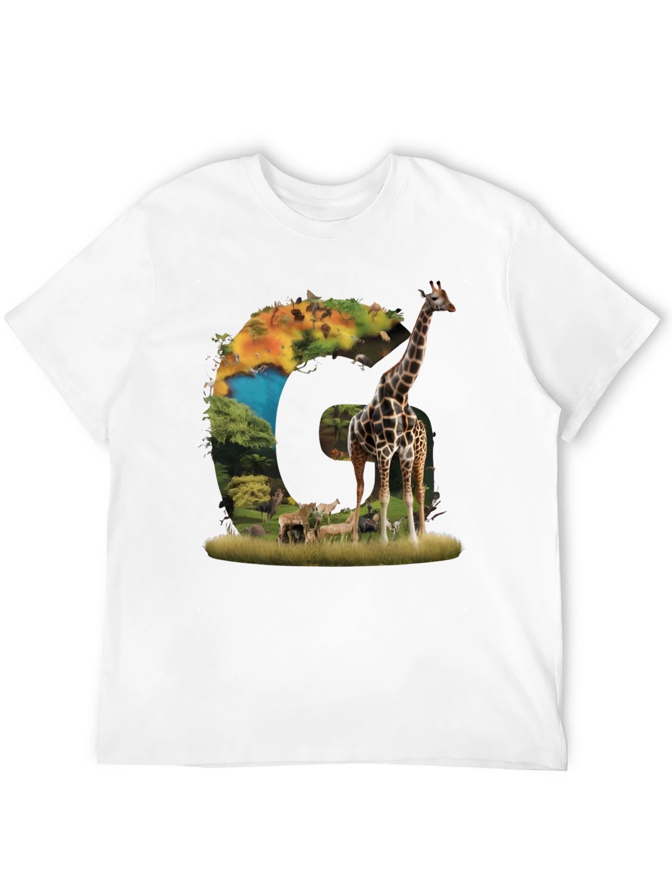Safari Animal Graphic Print Black T-Shirt