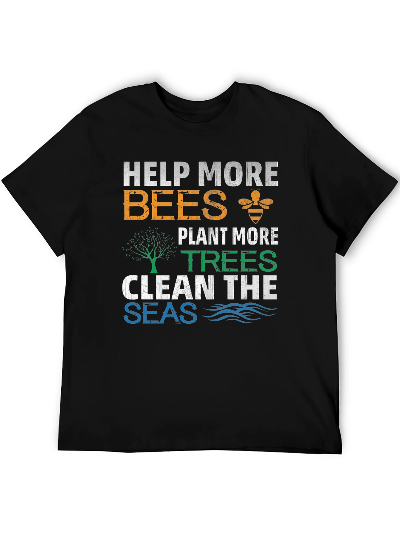 Eco-Friendly Graphic Tee: Help Bees Plant Trees Clean Seas