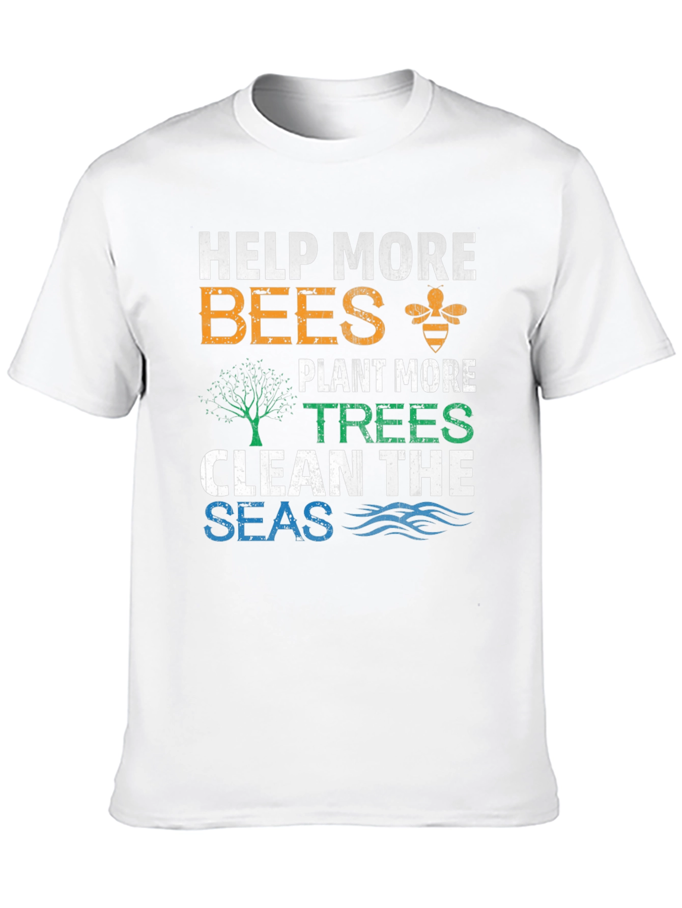 Eco-Friendly Graphic Tee: Help Bees Plant Trees Clean Seas