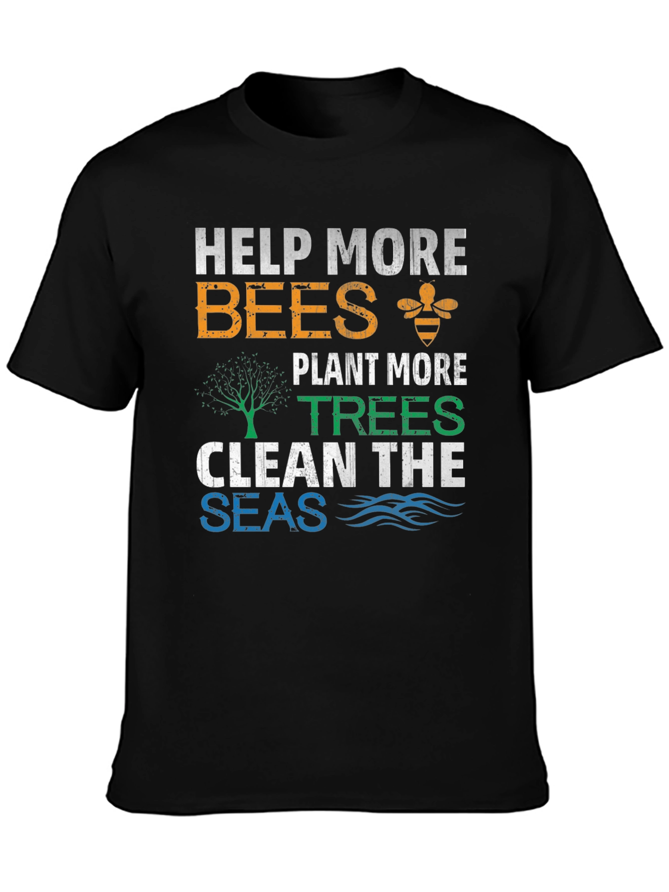 Eco-Friendly Graphic Tee: Help Bees Plant Trees Clean Seas