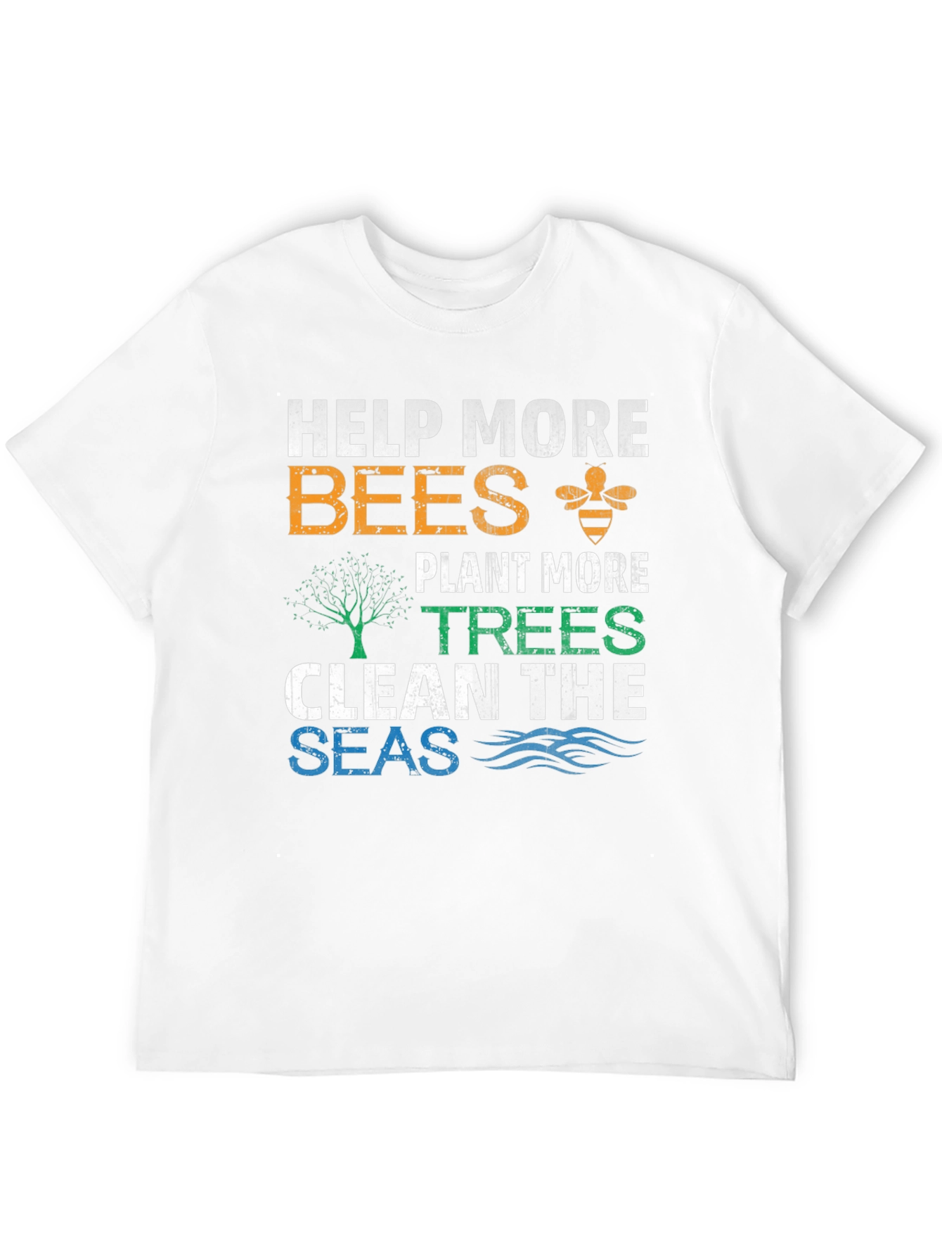 Eco-Friendly Graphic Tee: Help Bees Plant Trees Clean Seas