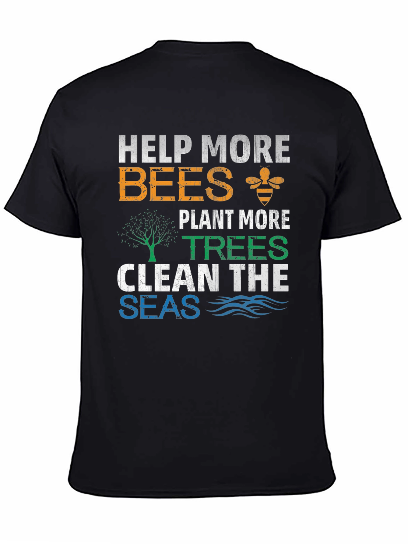 Eco-Friendly Graphic Tee: Help Bees Plant Trees Clean Seas