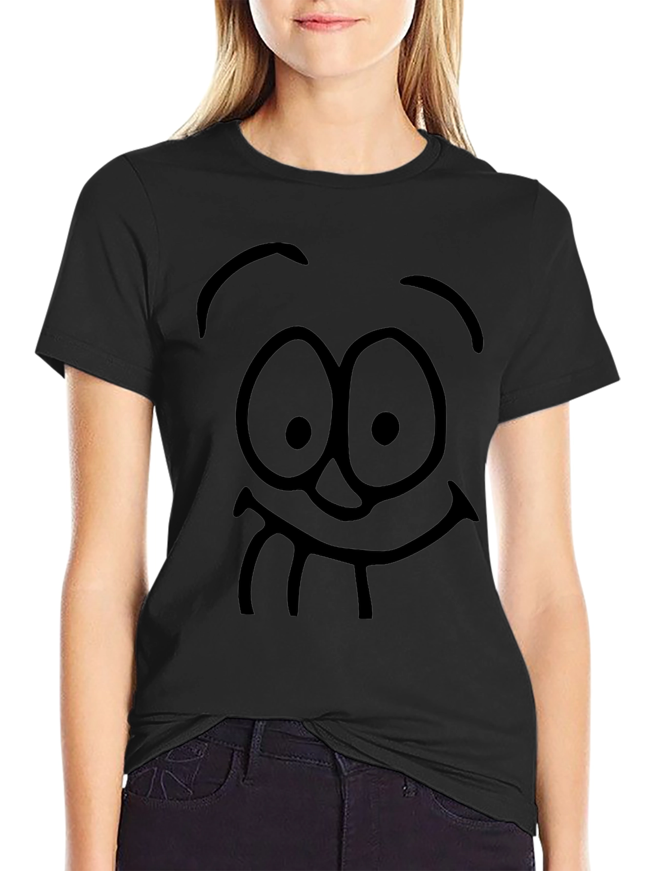 Funny Face Graphic Black T-Shirt