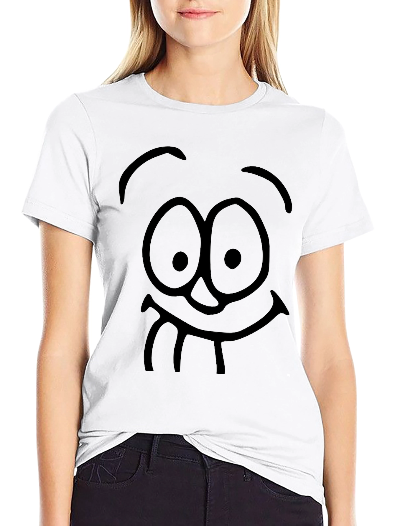 Funny Face Graphic Black T-Shirt