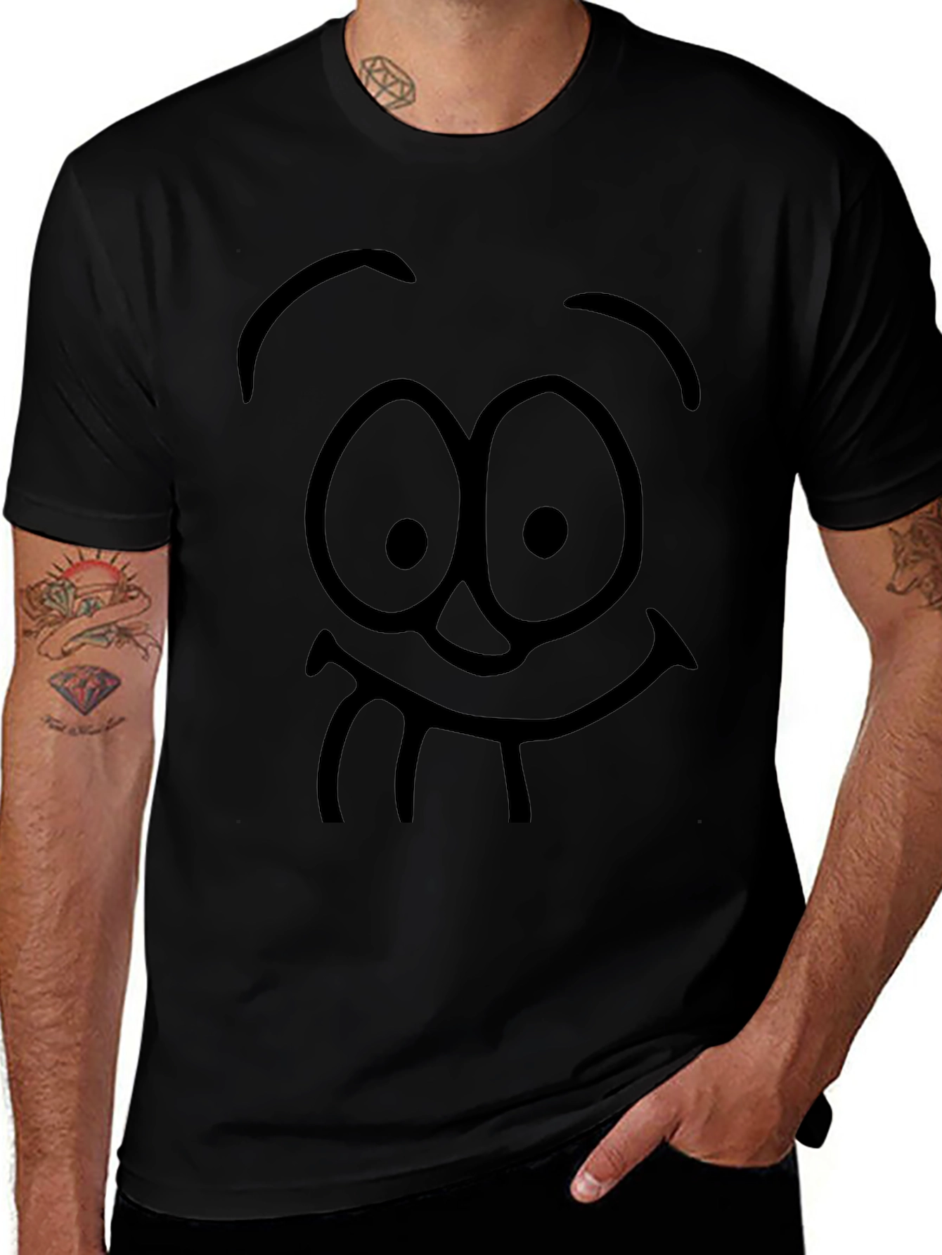 Funny Face Graphic Black T-Shirt