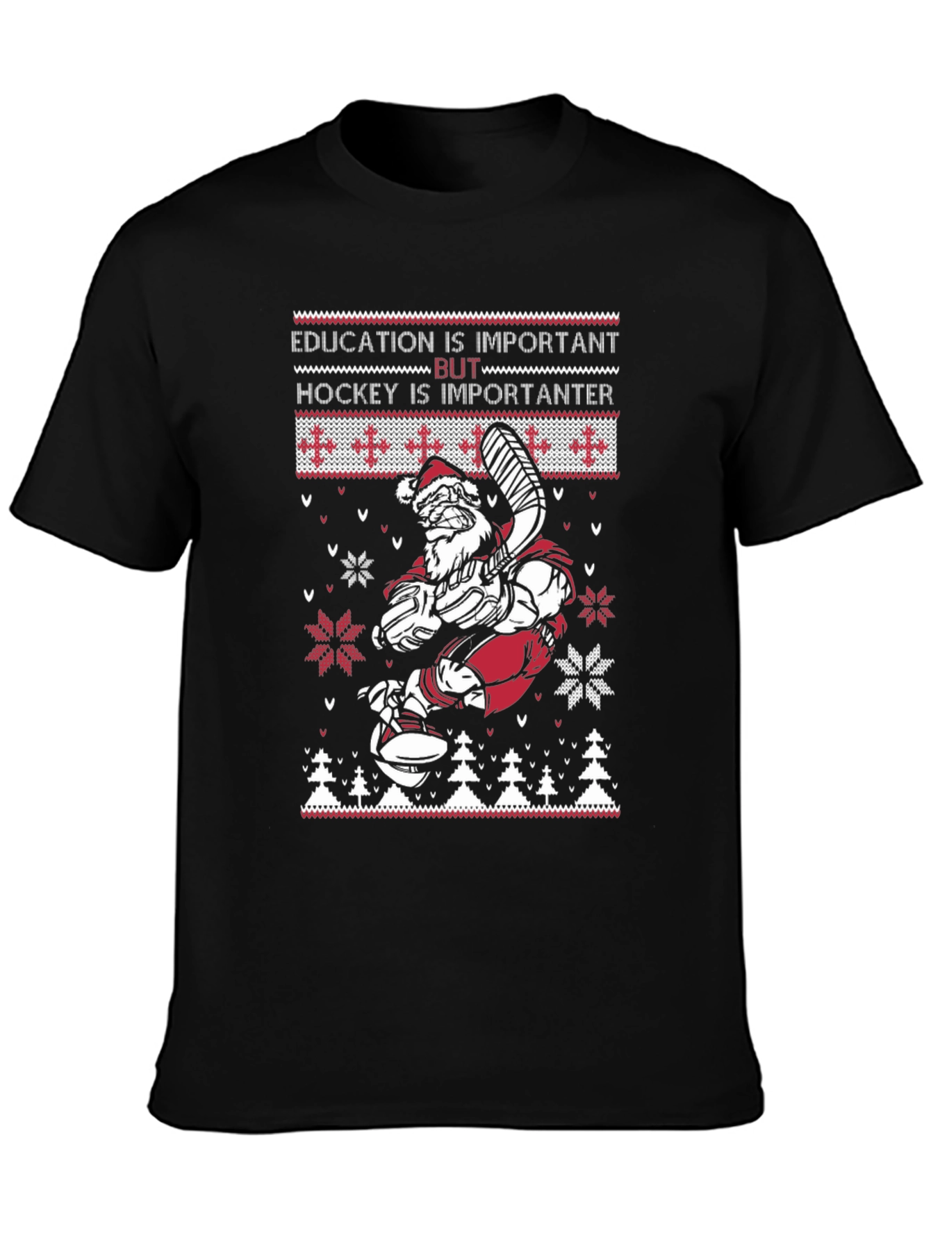 Funny Santa Hockey Ugly Christmas Sweater T-Shirt