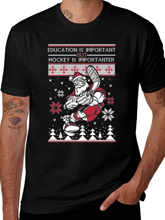 Funny Santa Hockey Ugly Christmas Sweater T-Shirt