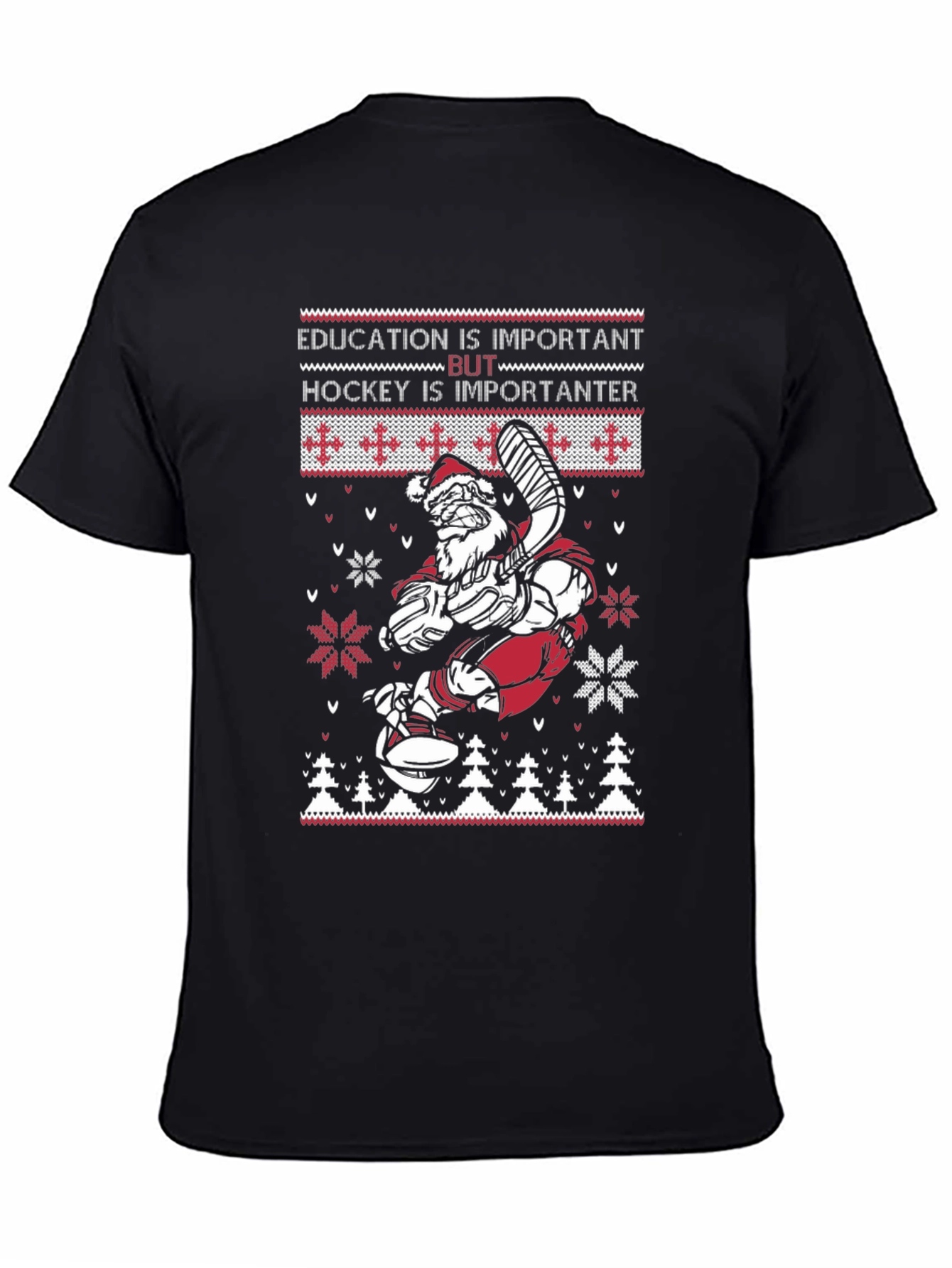 Funny Santa Hockey Ugly Christmas Sweater T-Shirt