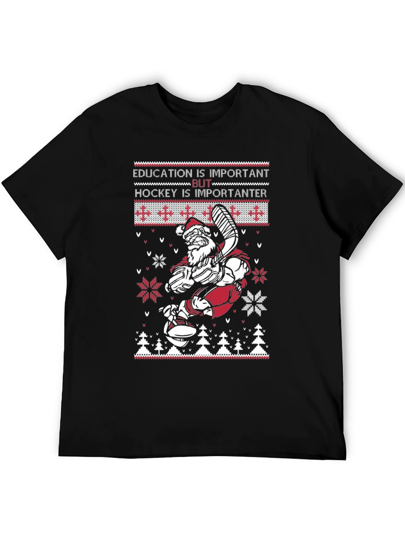 Funny Santa Hockey Ugly Christmas Sweater T-Shirt