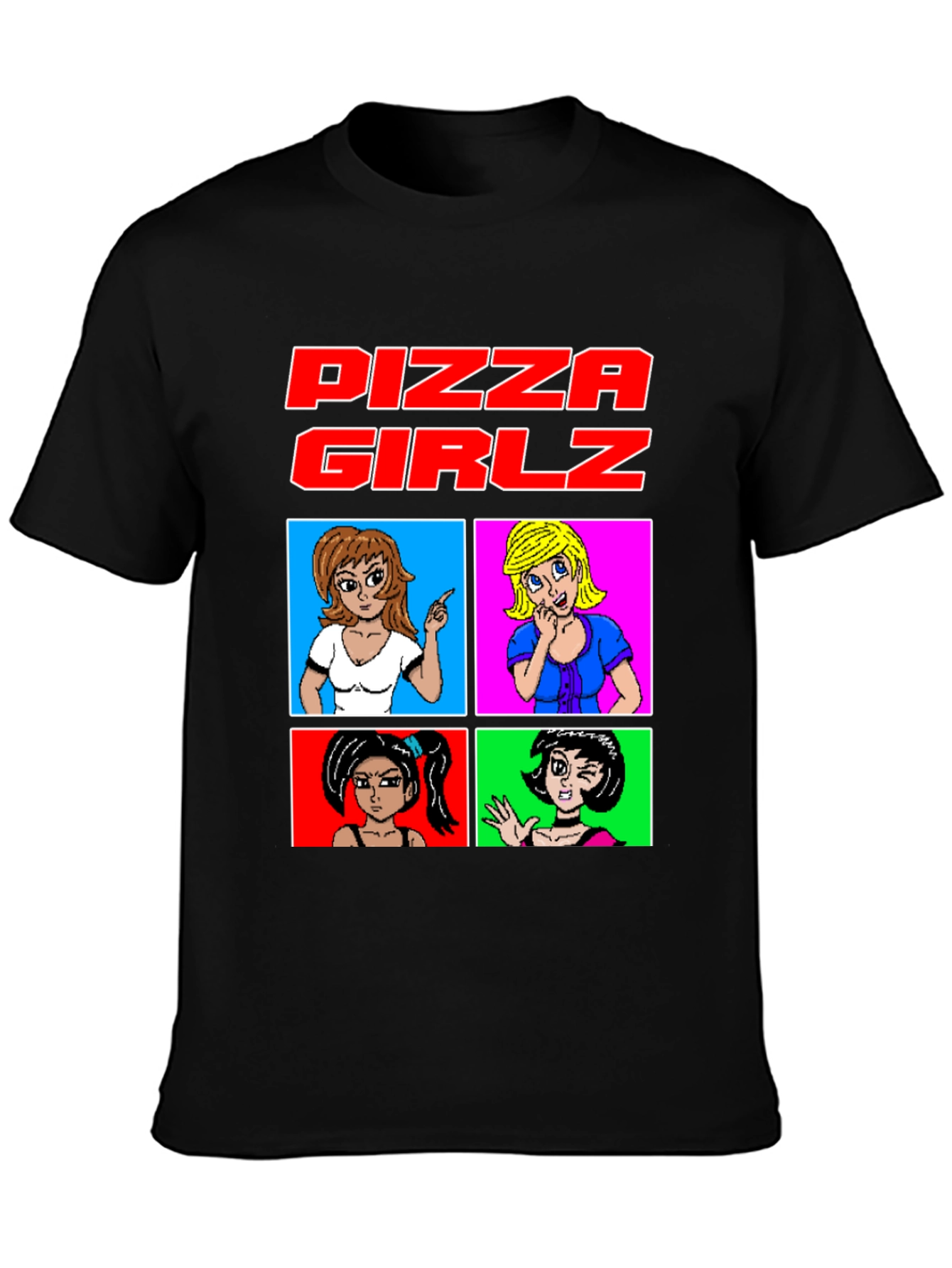 Pizza Girlz T-Shirt - Retro Anime Graphic Tee