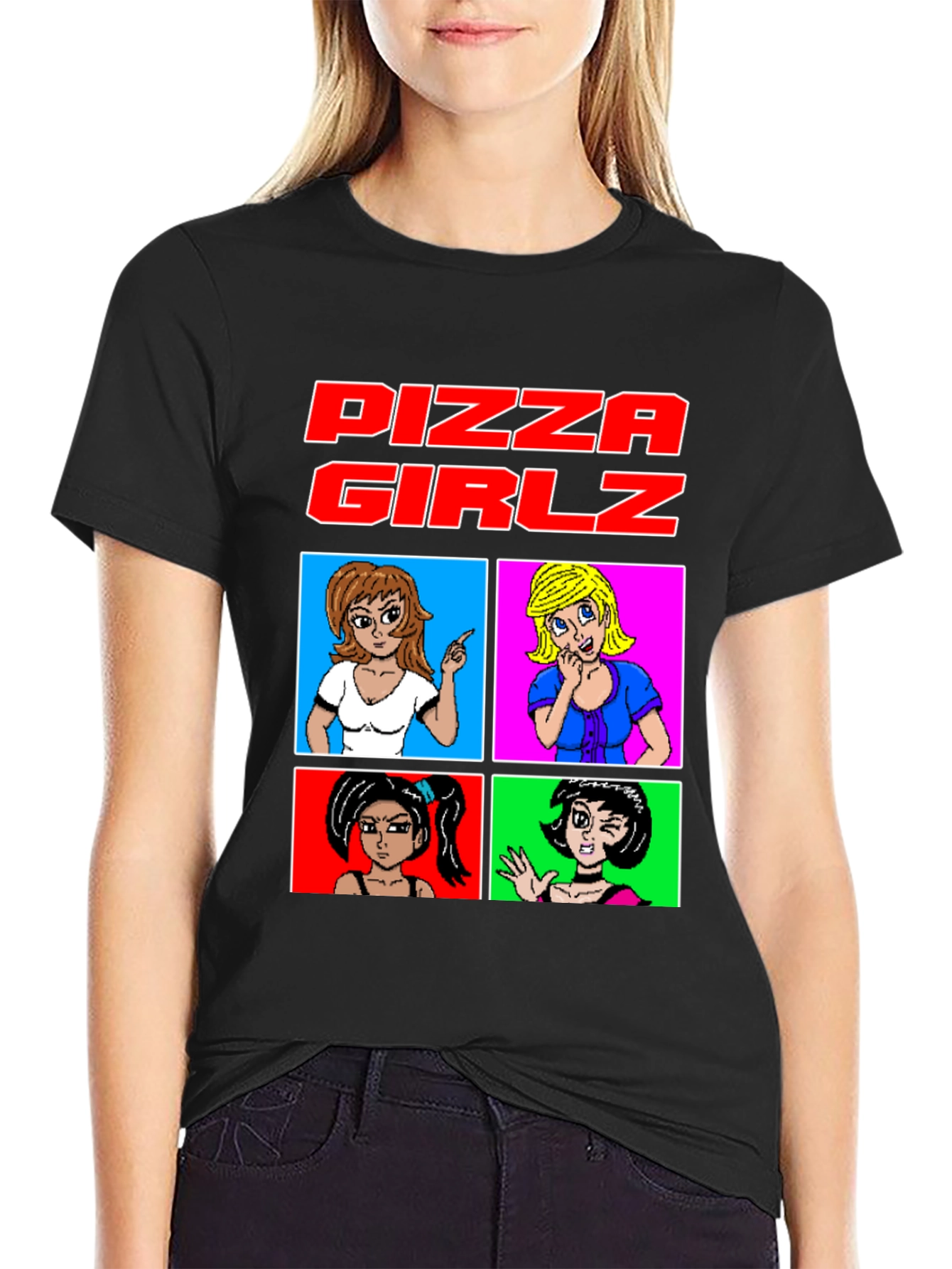 Pizza Girlz T-Shirt - Retro Anime Graphic Tee