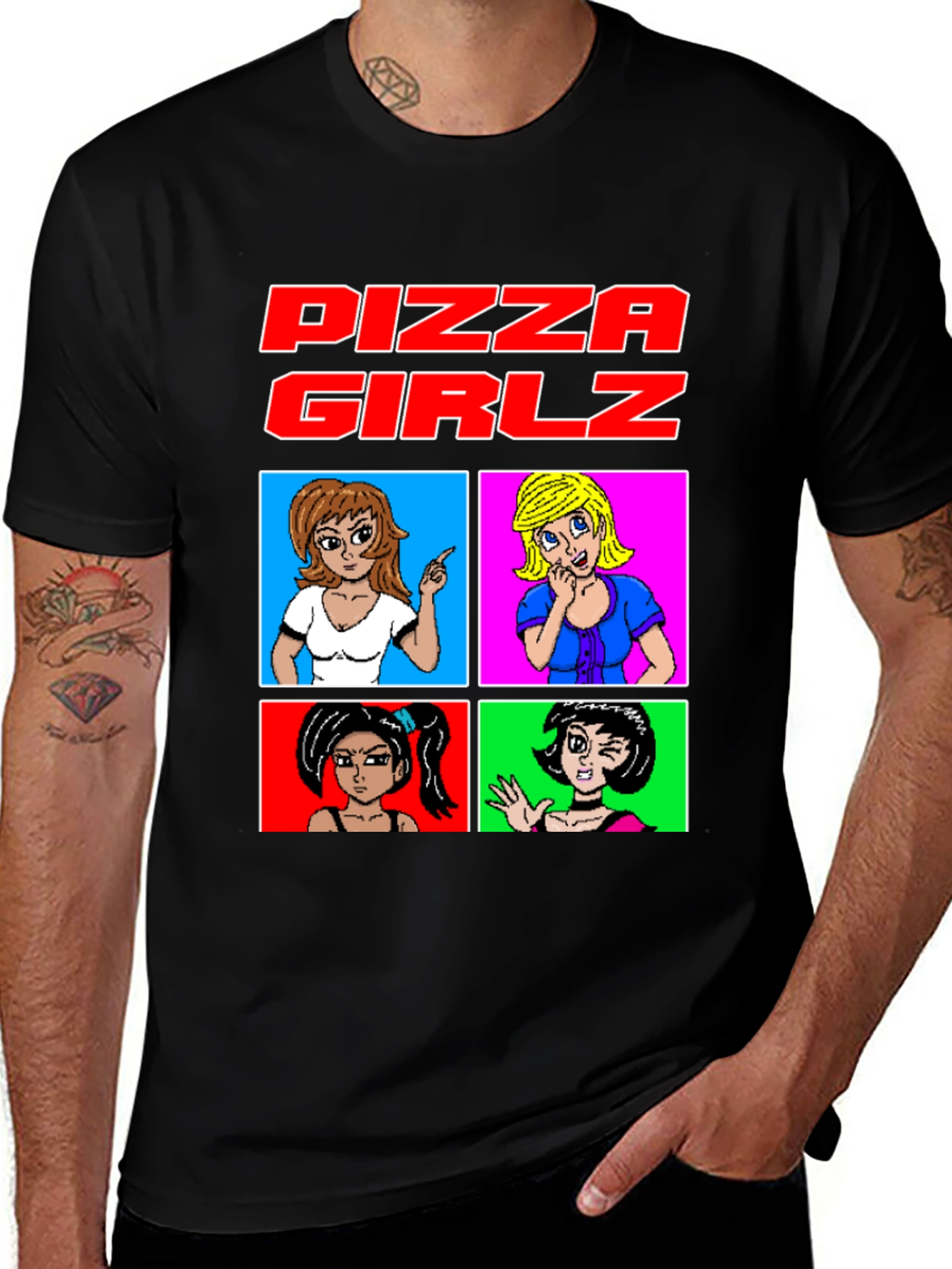 Pizza Girlz T-Shirt - Retro Anime Graphic Tee