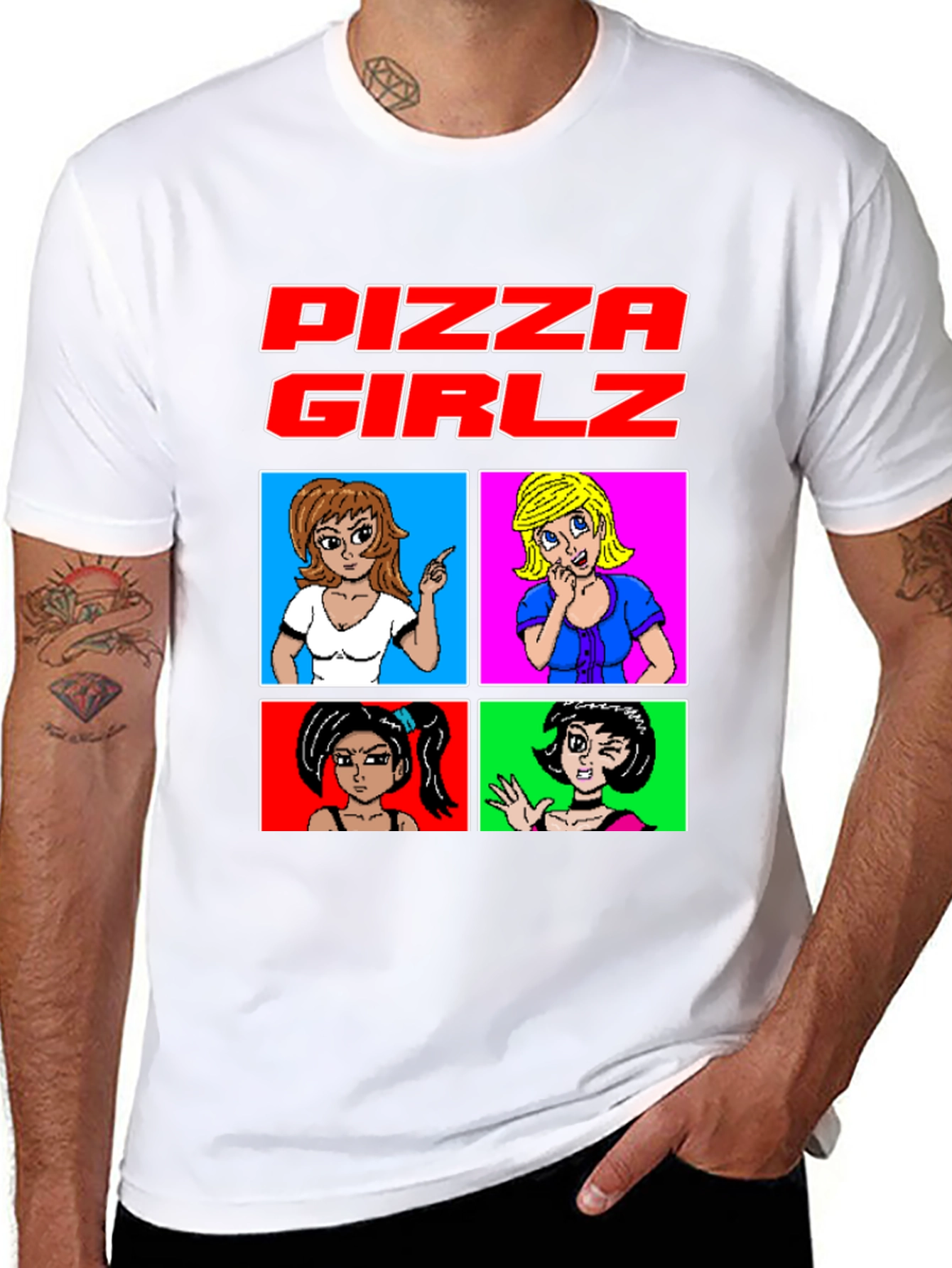 Pizza Girlz T-Shirt - Retro Anime Graphic Tee
