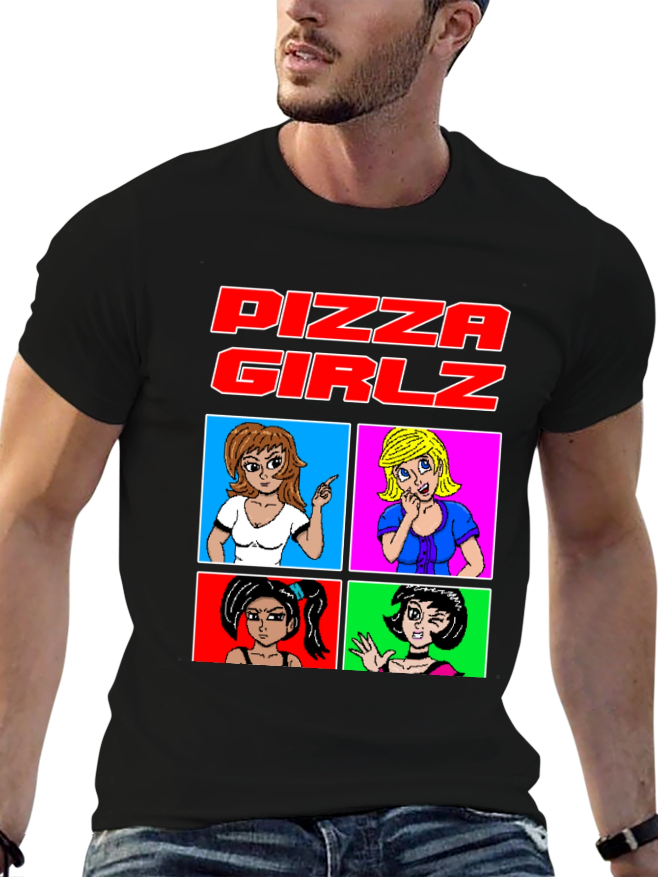 Pizza Girlz T-Shirt - Retro Anime Graphic Tee