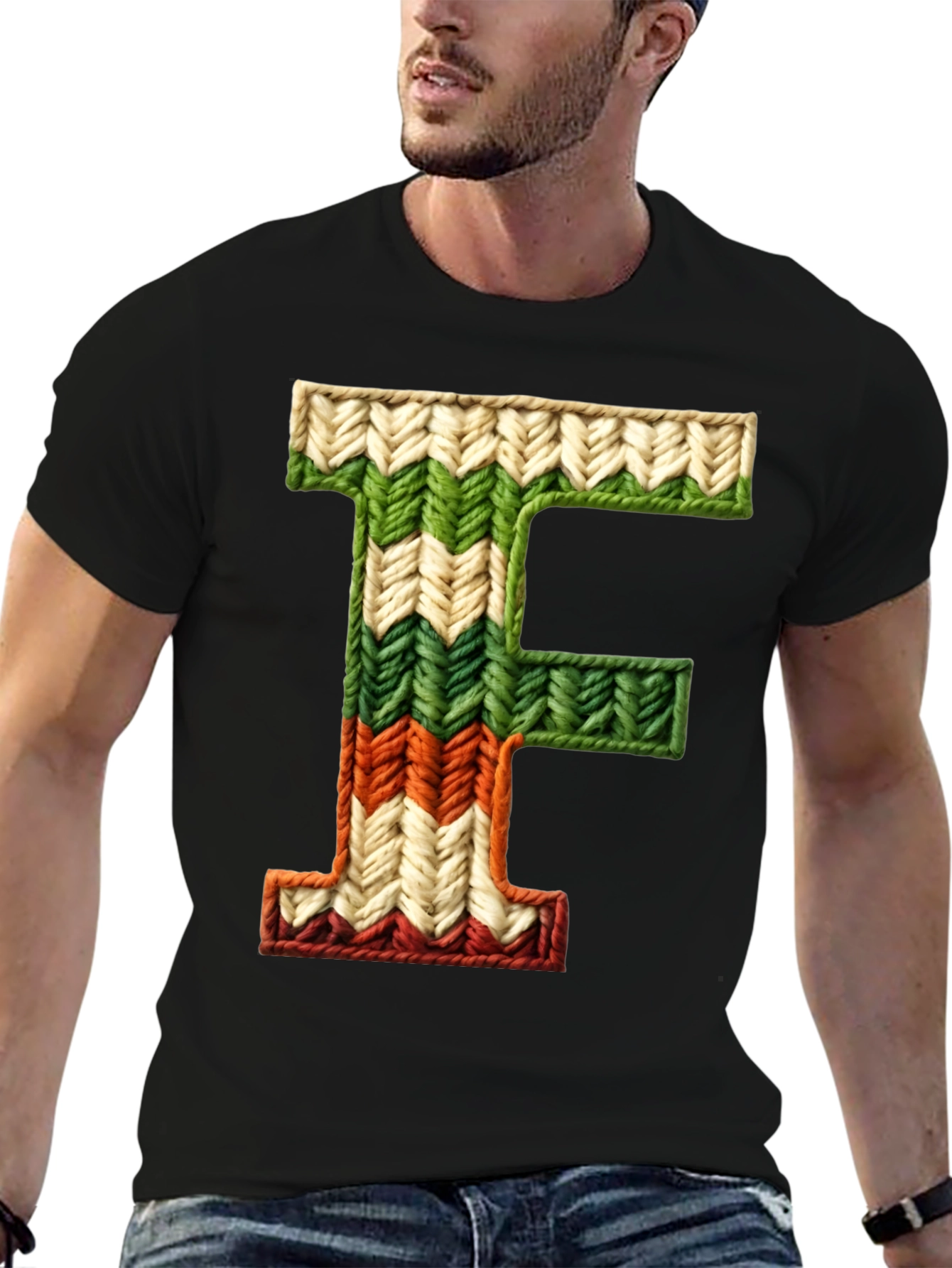 Knitted Letter F T-Shirt