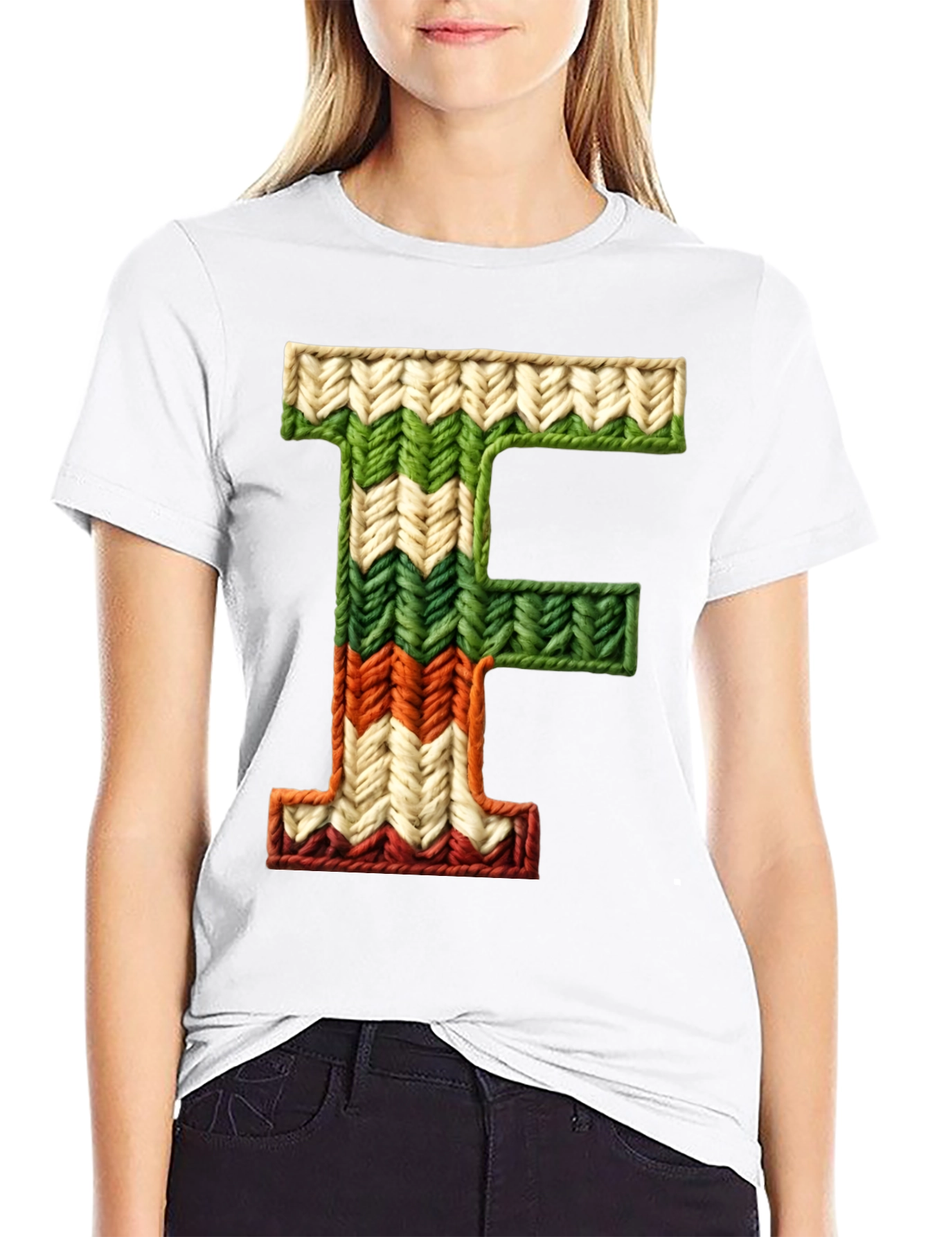Knitted Letter F T-Shirt