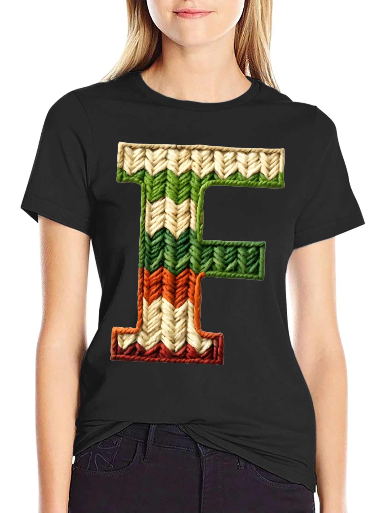 Knitted Letter F T-Shirt