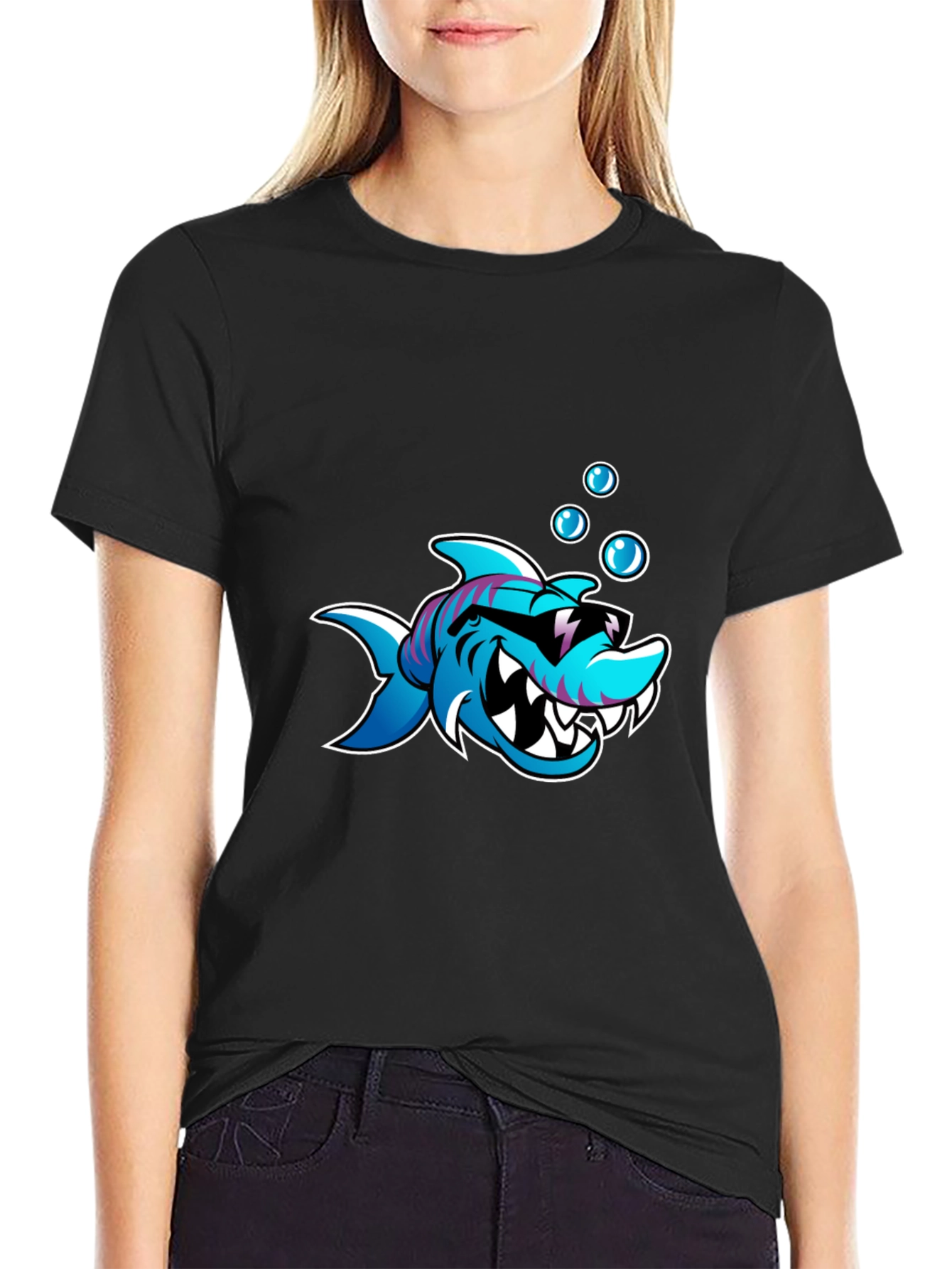 Cool Shark Graphic Black T-Shirt