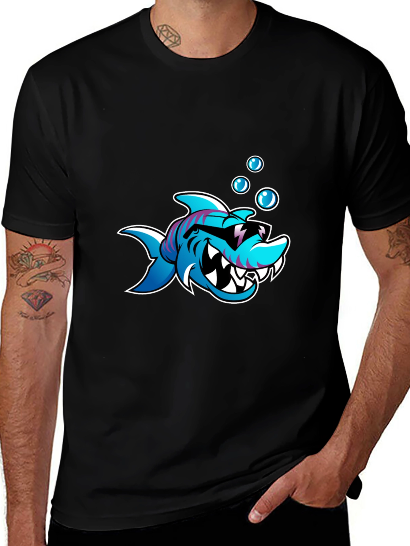 Cool Shark Graphic Black T-Shirt
