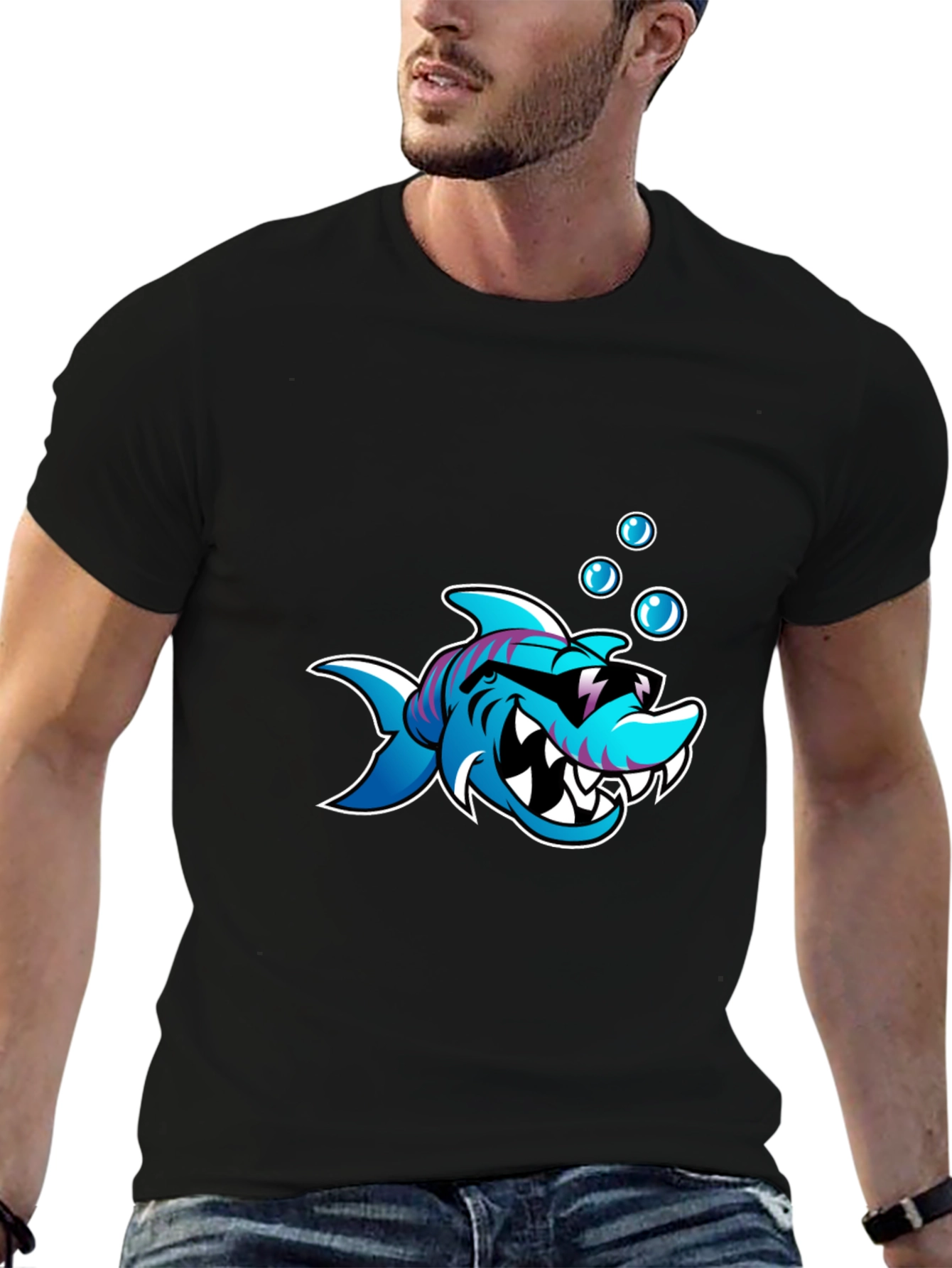 Cool Shark Graphic Black T-Shirt