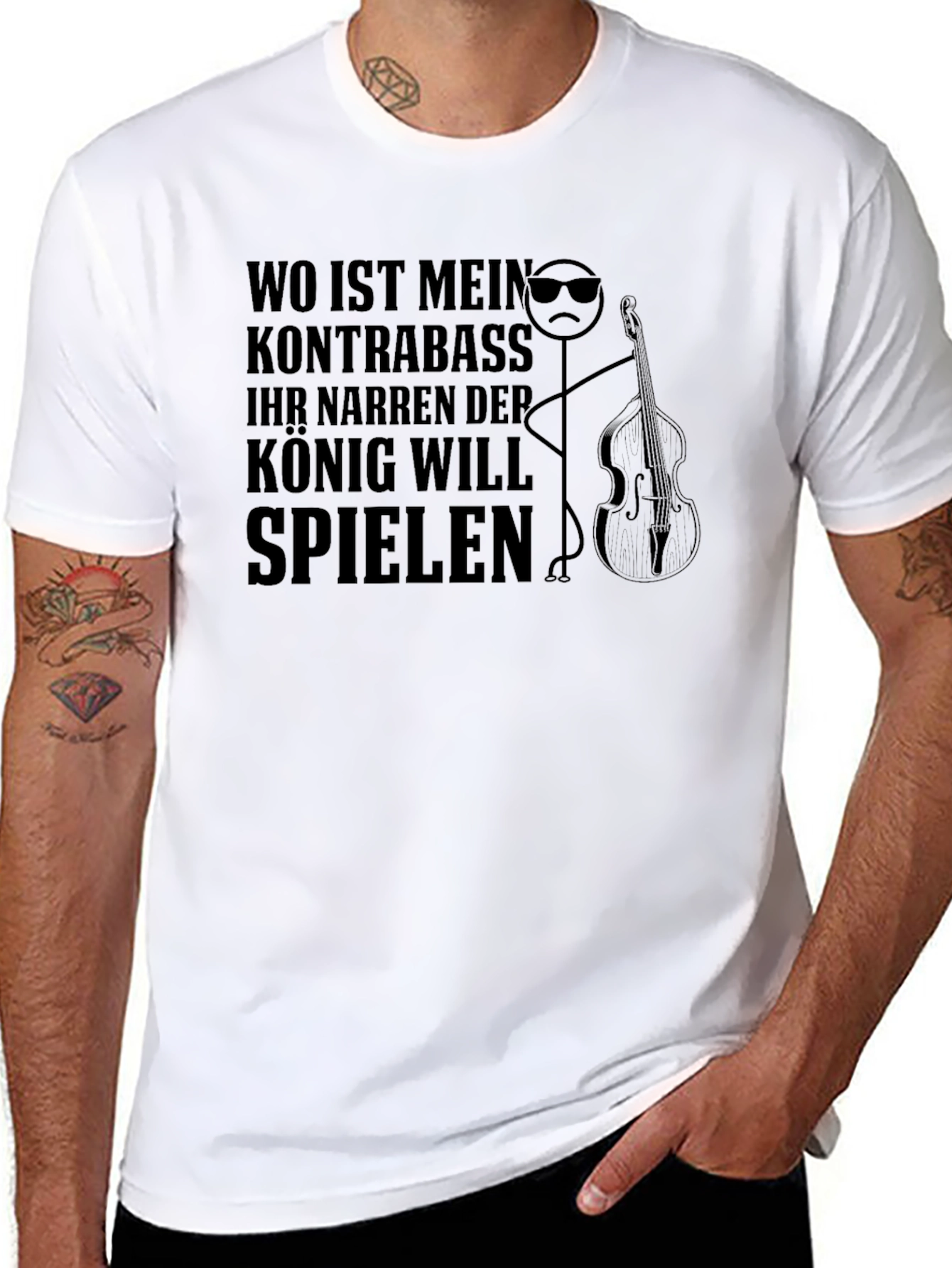 King Bass Player T-Shirt - German Humor