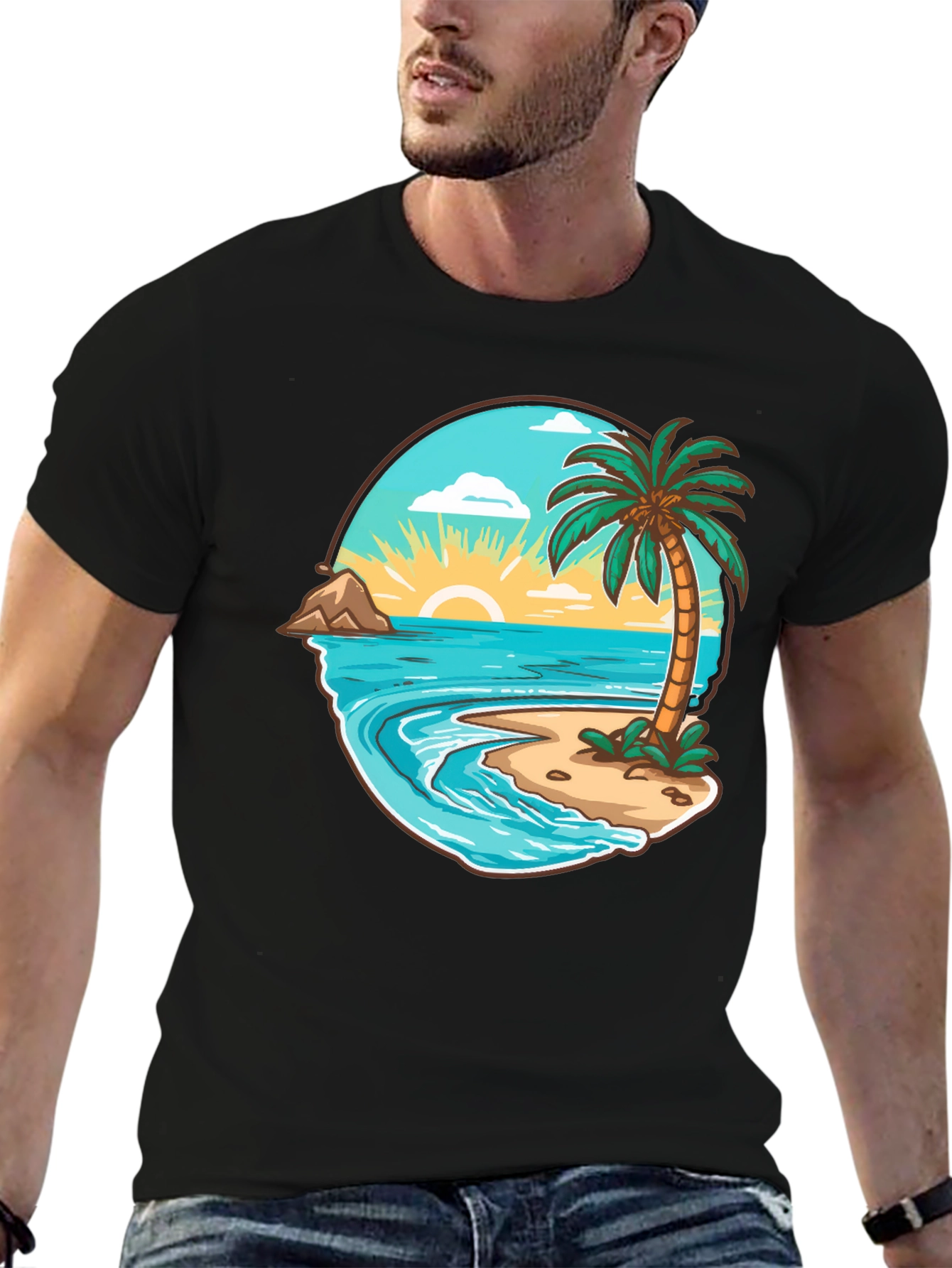 Tropical Beach Graphic T-Shirt - Vacation Vibes