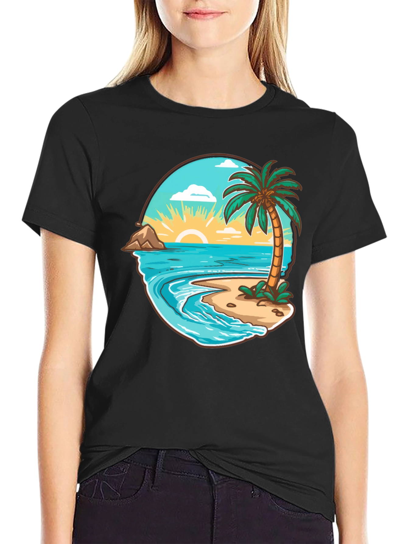 Tropical Beach Graphic T-Shirt - Vacation Vibes