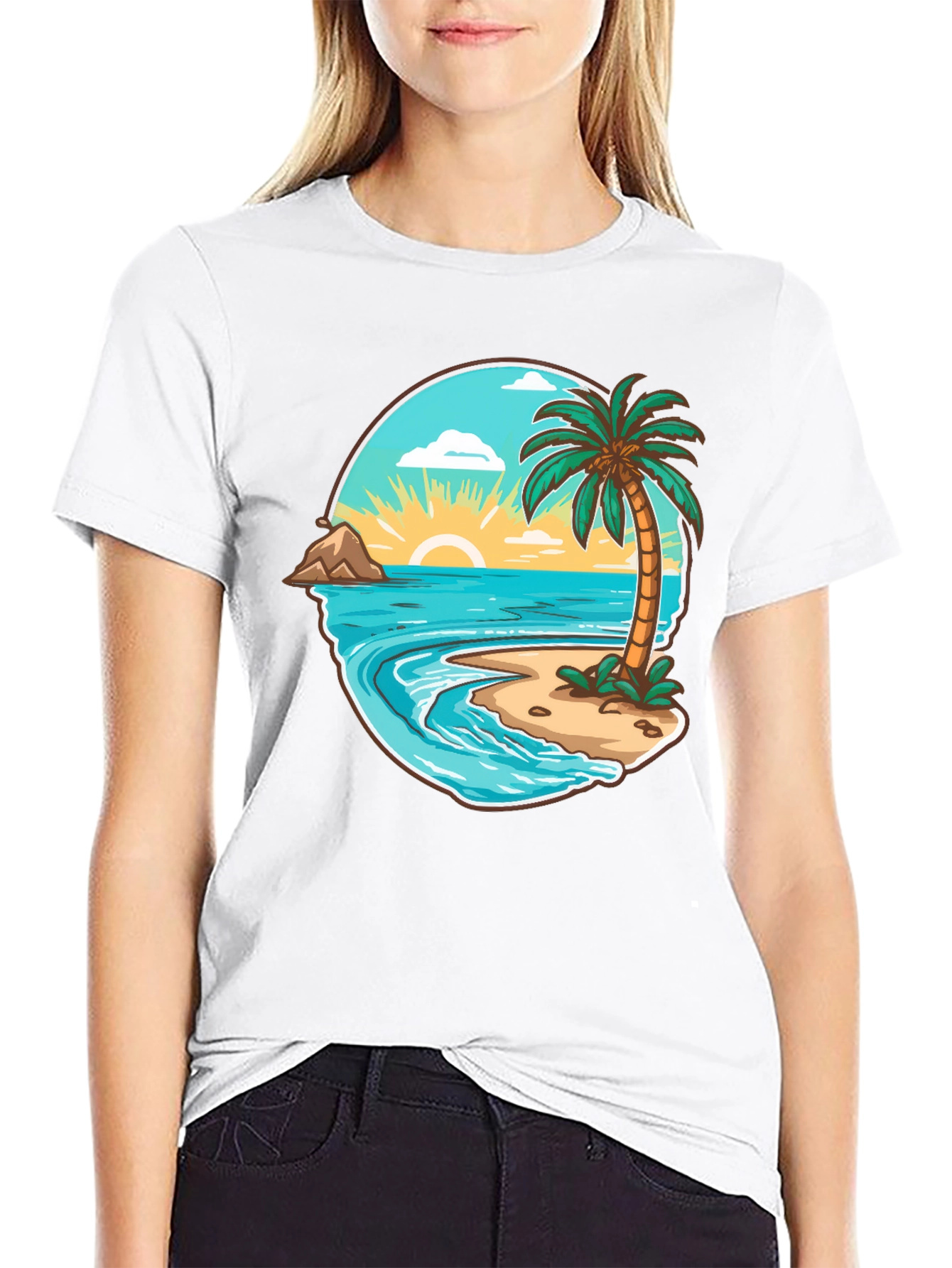 Tropical Beach Graphic T-Shirt - Vacation Vibes
