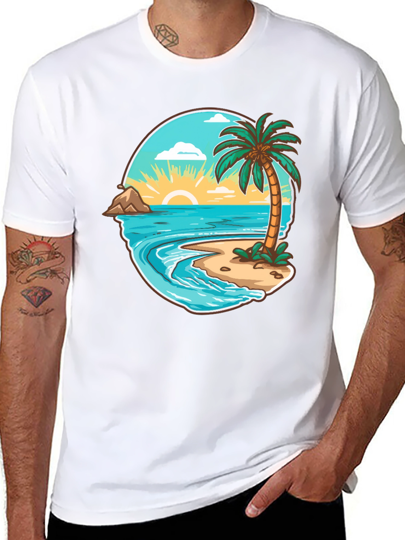 Tropical Beach Graphic T-Shirt - Vacation Vibes