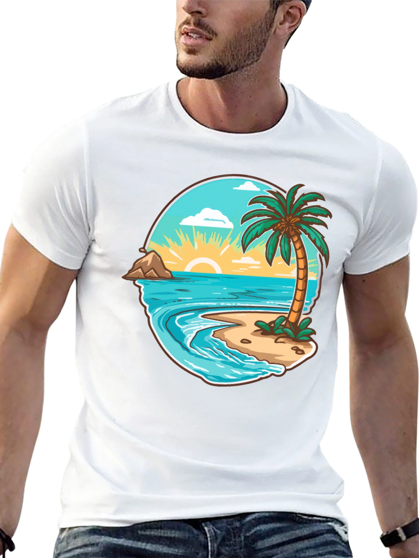 Tropical Beach Graphic T-Shirt - Vacation Vibes