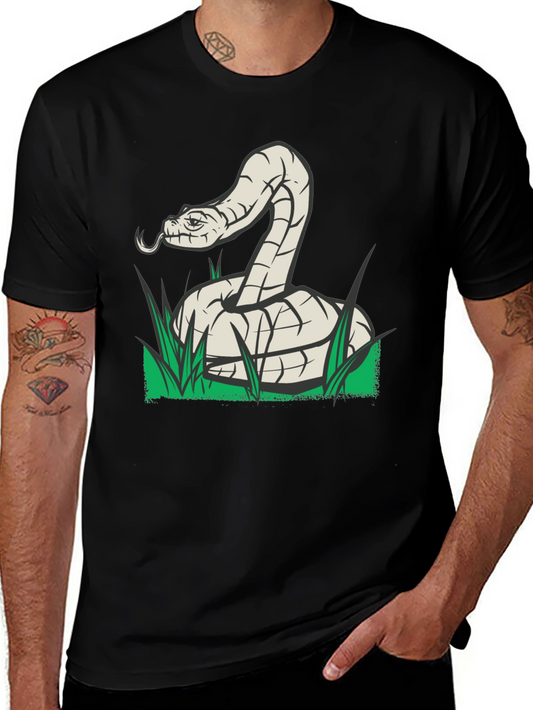 Snake Graphic Tee - Black Cotton T-Shirt