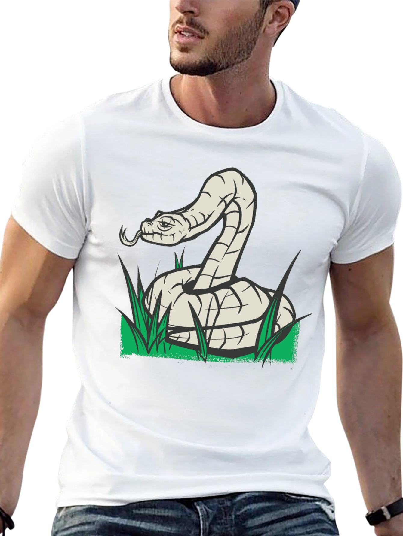 Snake Graphic Tee - Black Cotton T-Shirt