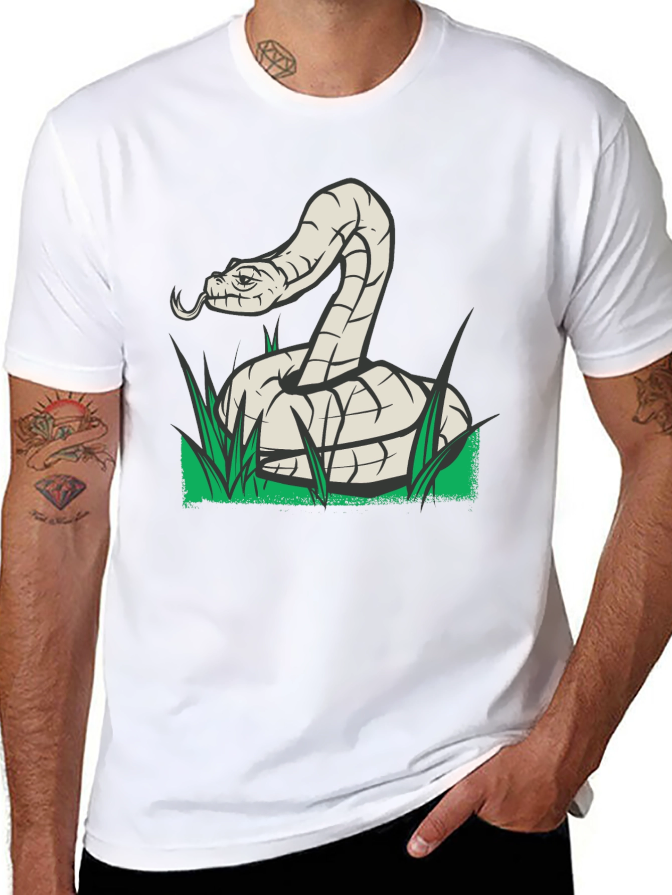 Snake Graphic Tee - Black Cotton T-Shirt
