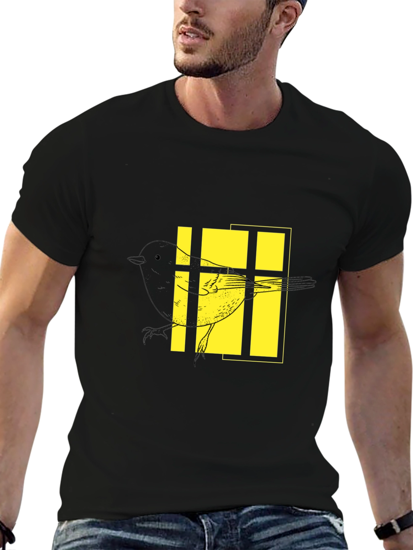 Bird in a Cage Graphic Tee - Black