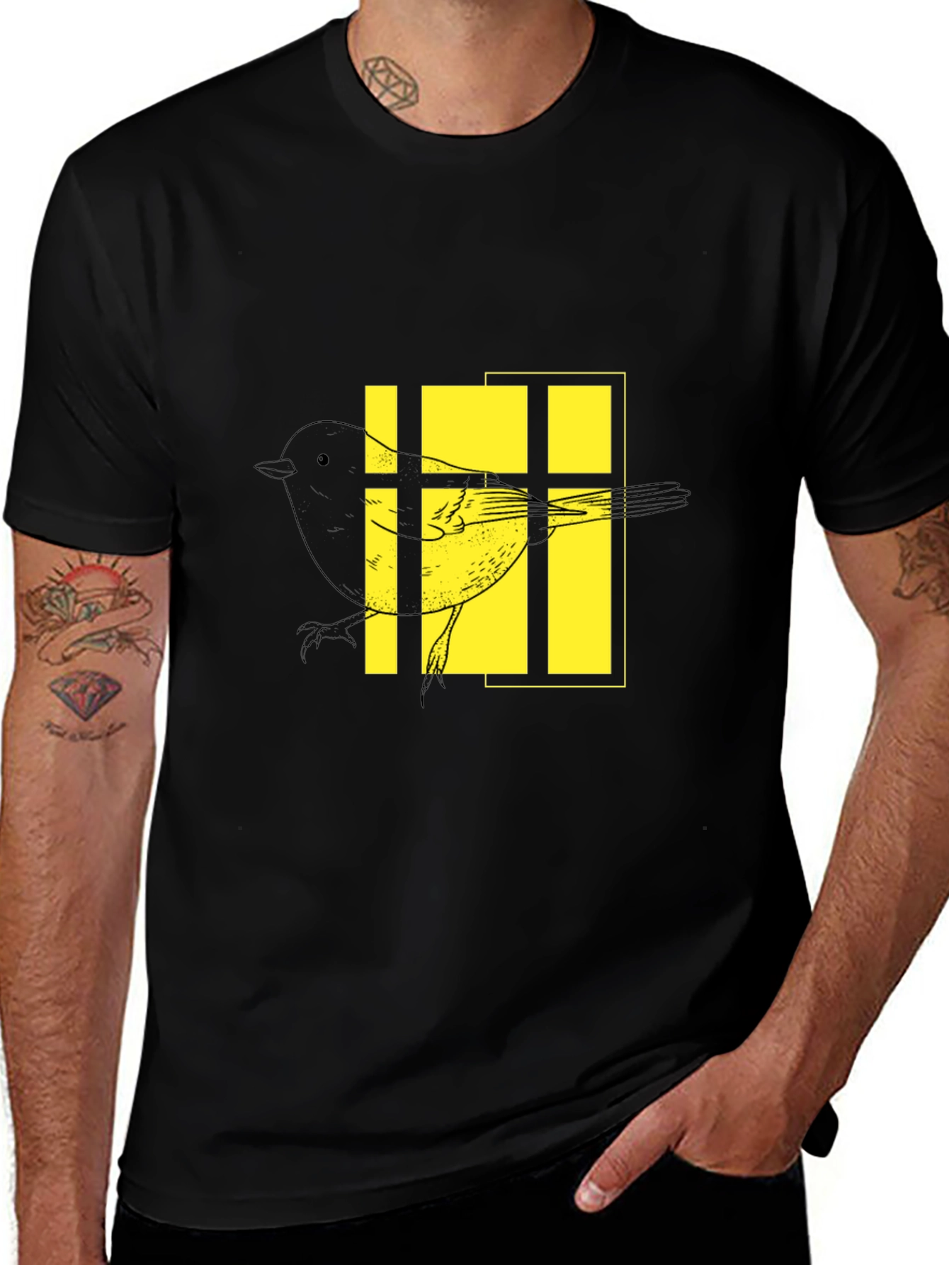 Bird in a Cage Graphic Tee - Black