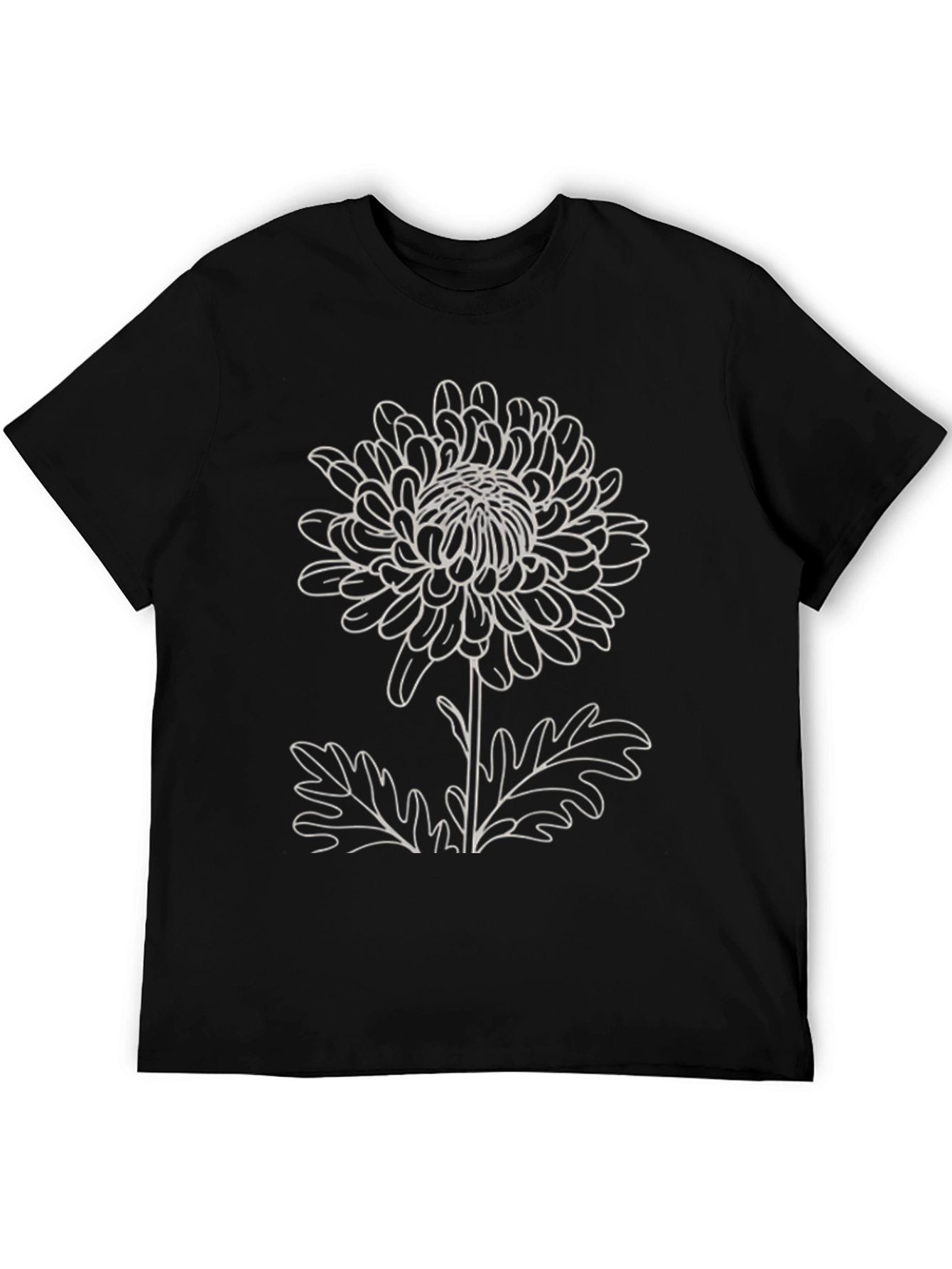 Floral Outline T-Shirt - Black Botanical Print
