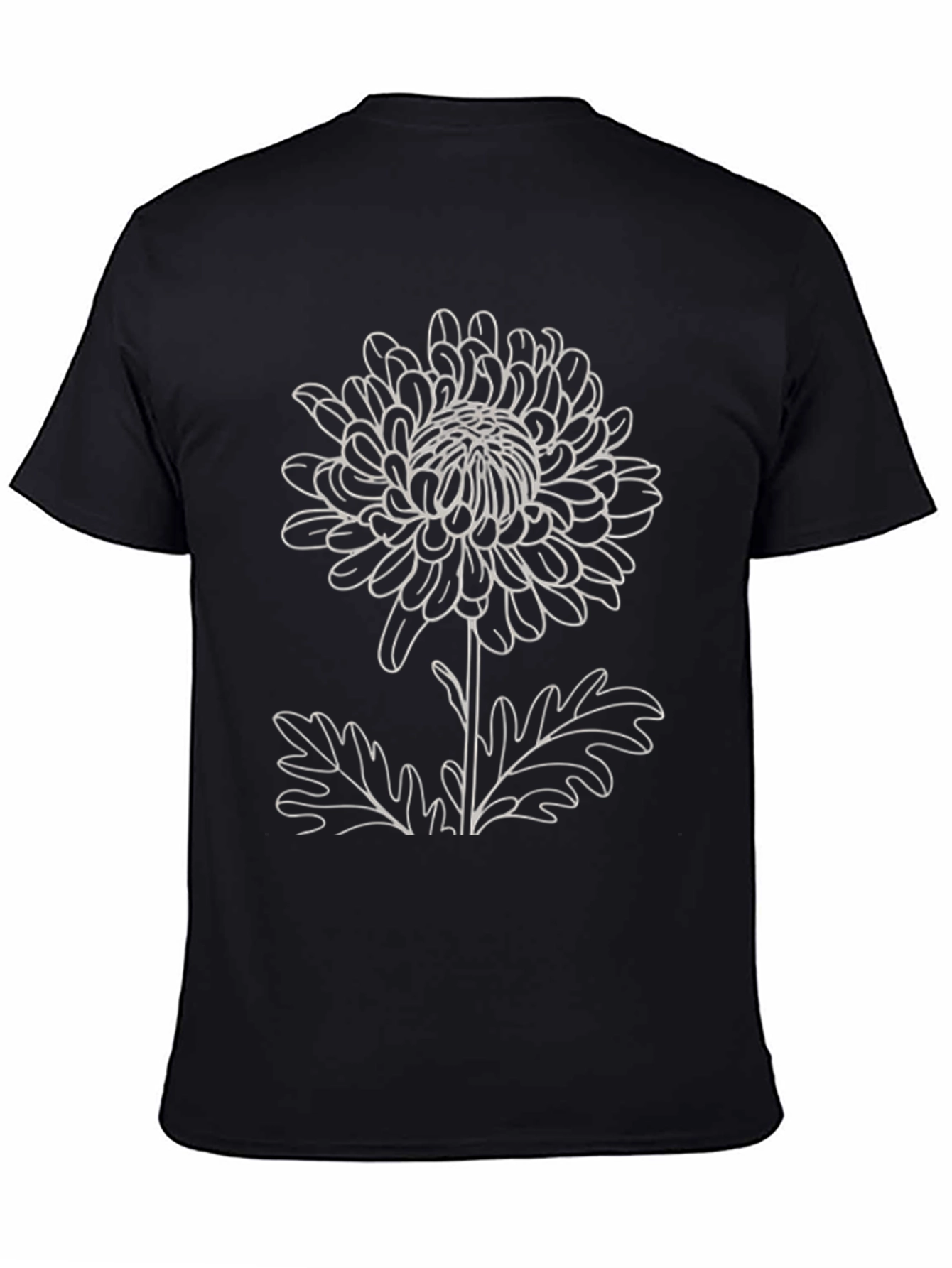 Floral Outline T-Shirt - Black Botanical Print