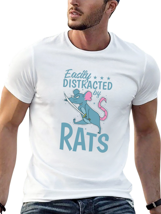 Easily Distracted by Rats Funny Graphic T-Shirt