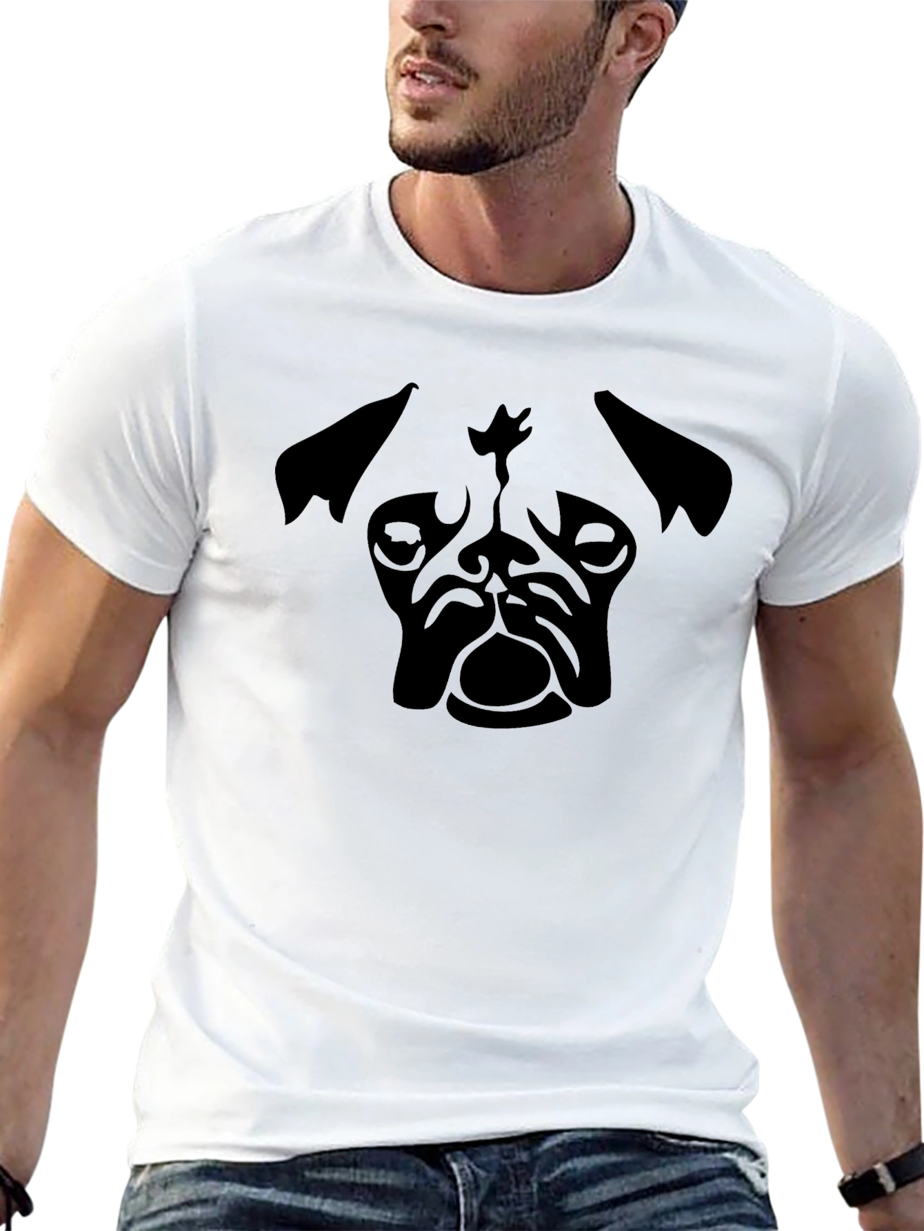 Pug Graphic Print Crew Neck T-Shirt