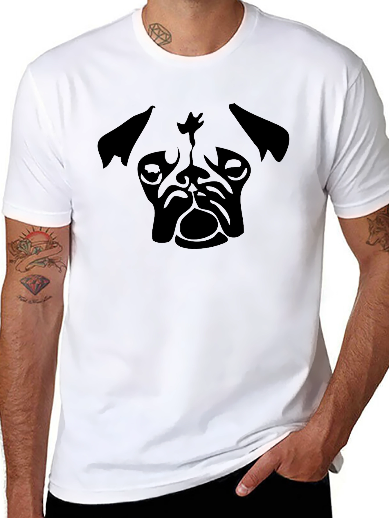 Pug Graphic Print Crew Neck T-Shirt
